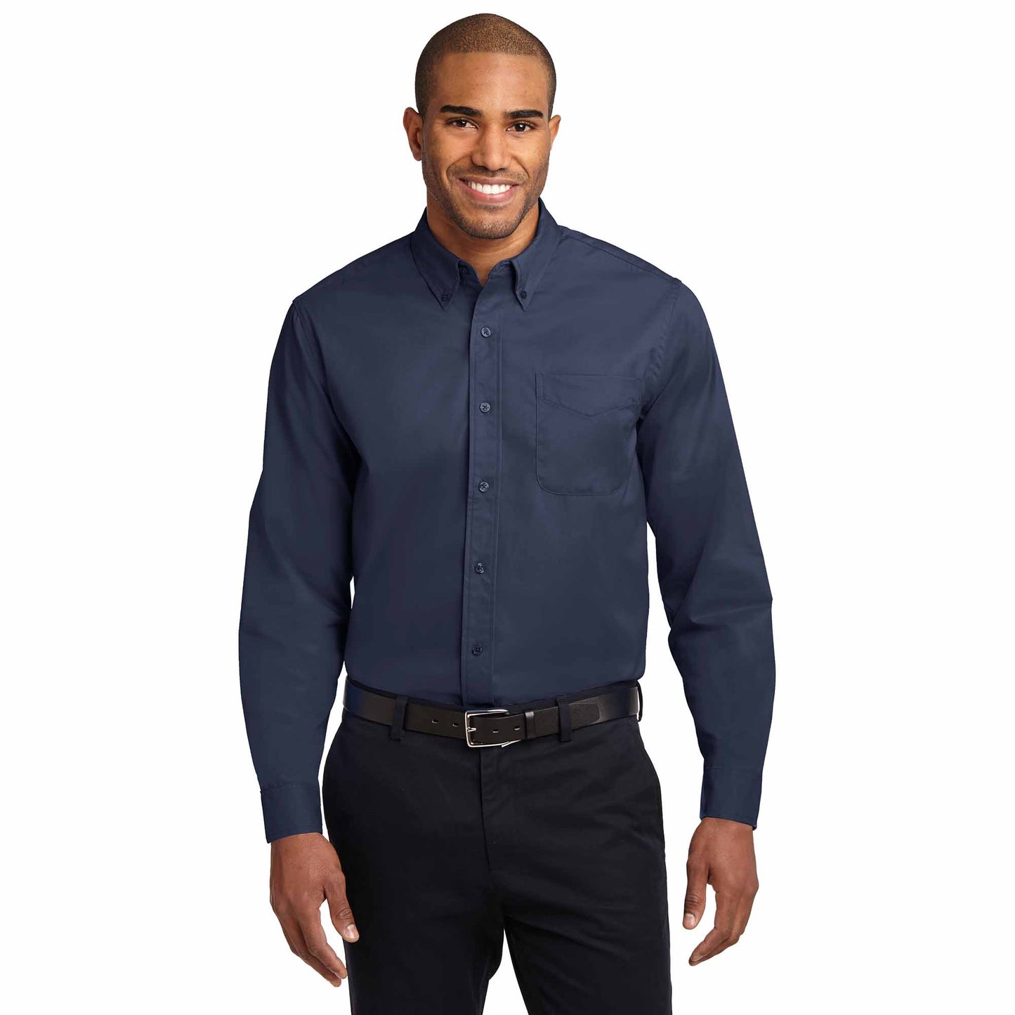 Black/Light Stone Button Up Shirt - Port Authority - Durable