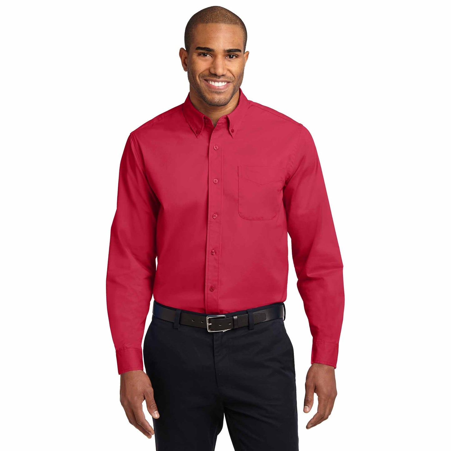 Black/Light Stone Button Up Shirt - Port Authority - Durable