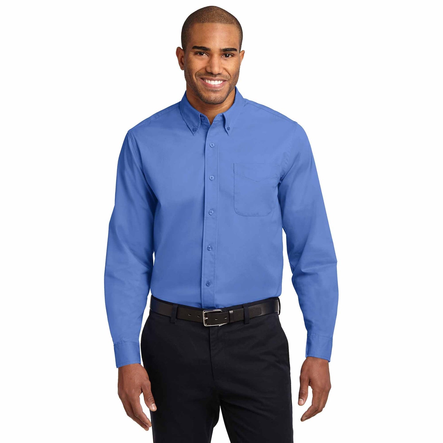 Black/Light Stone Button Up Shirt - Port Authority - Durable