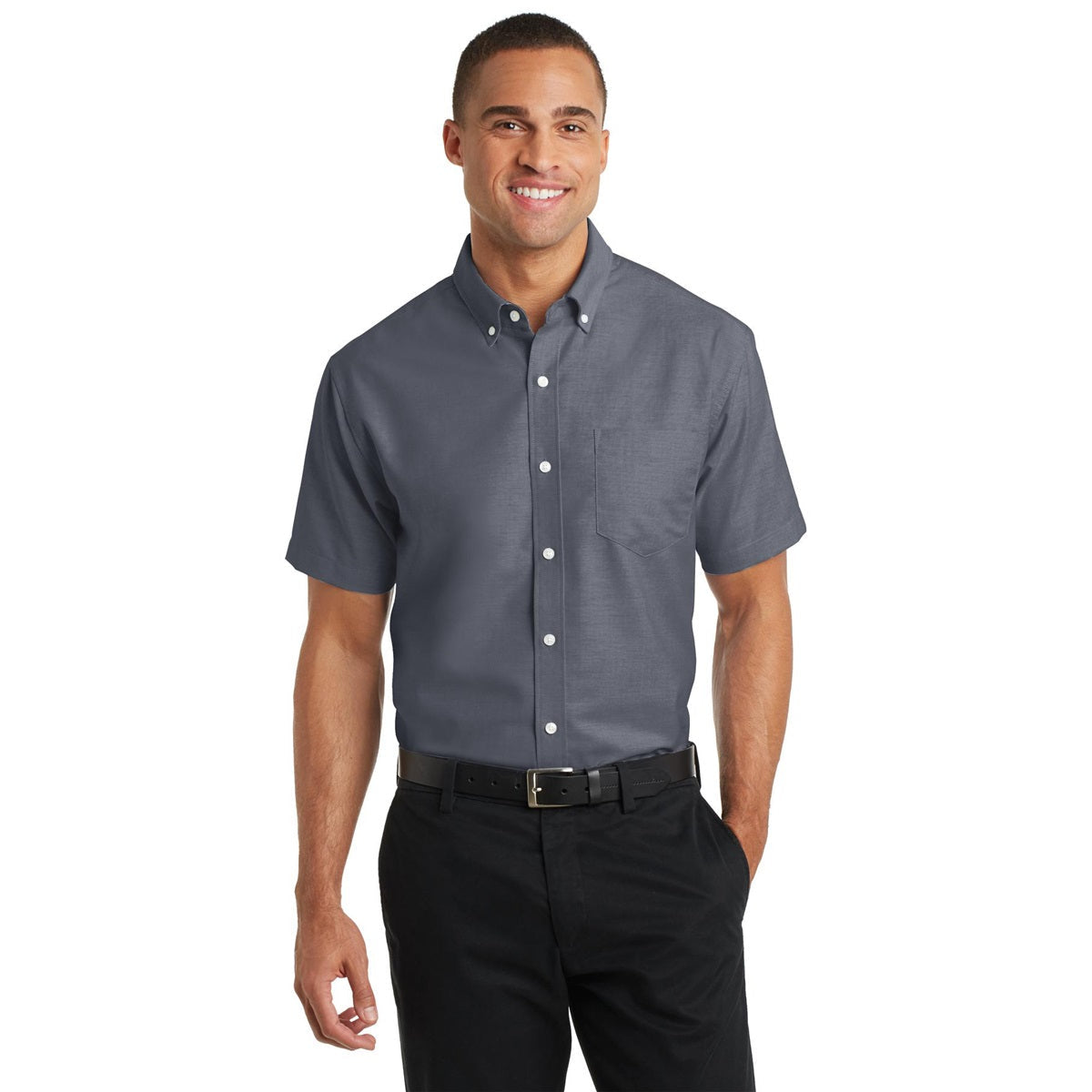 Black Button Up Shirts - Port Authority - Soft Oxford