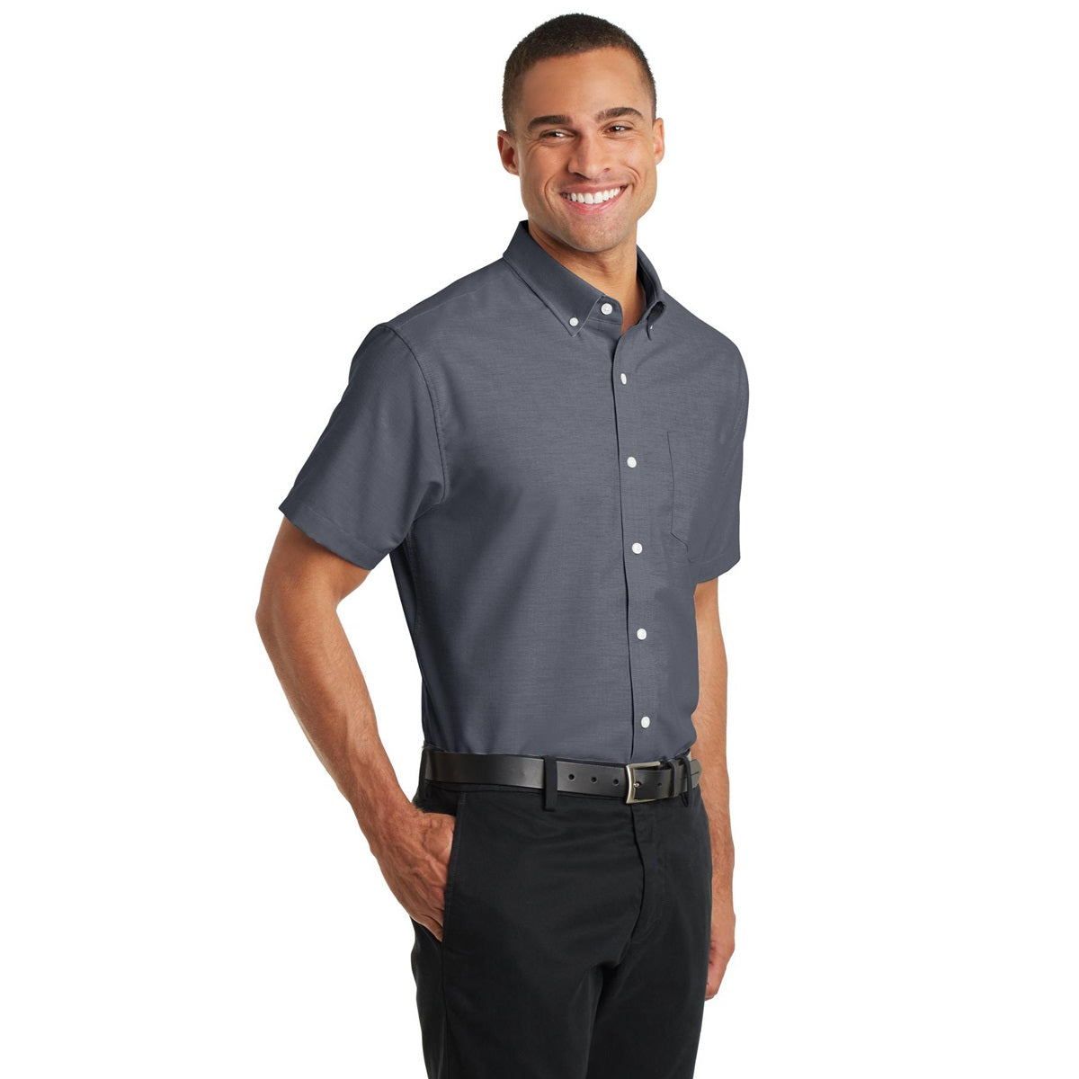 Black Button Up Shirts - Port Authority - Soft Oxford