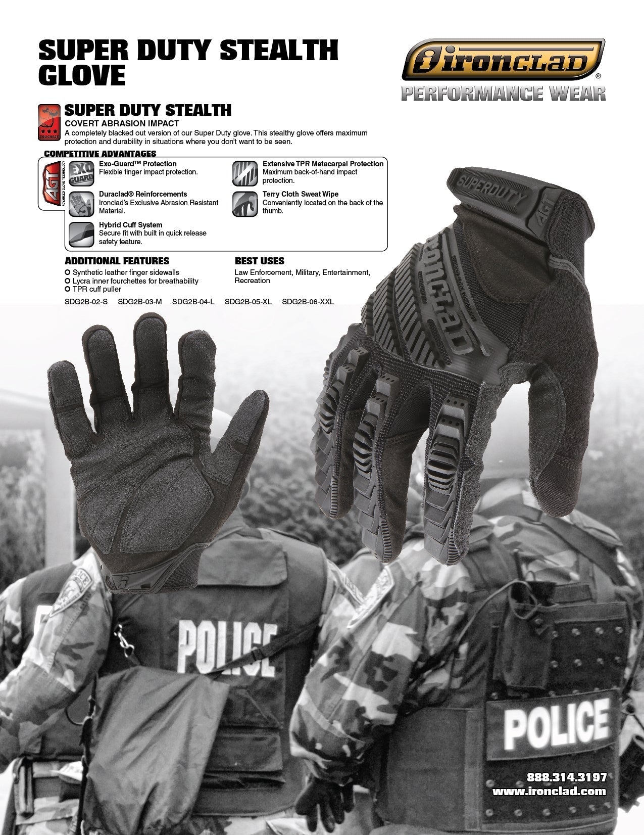Black Performance Gloves - Ironclad - Durable Protection