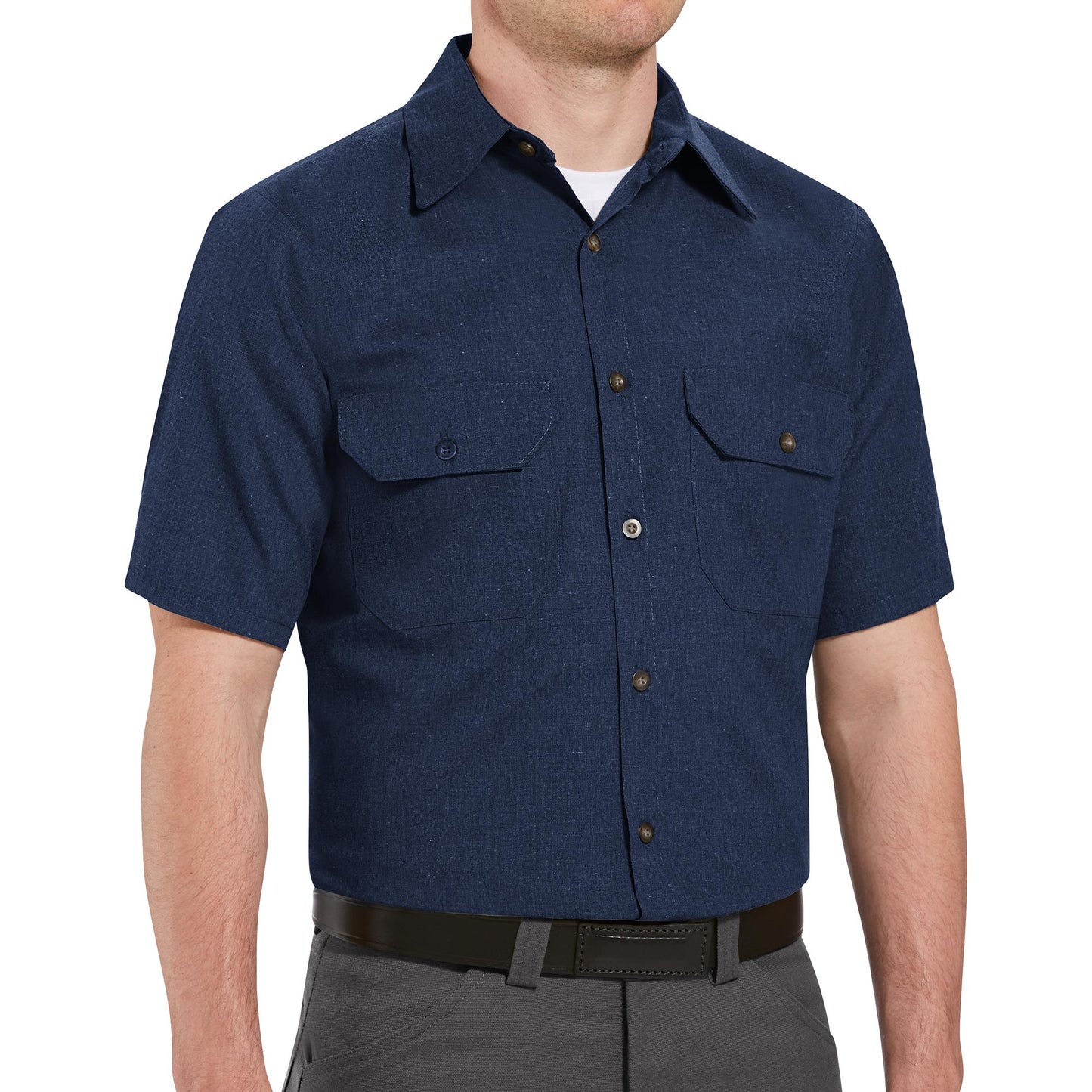 Navy Button Up Shirts - Red Kap - Durable Poplin Uniform