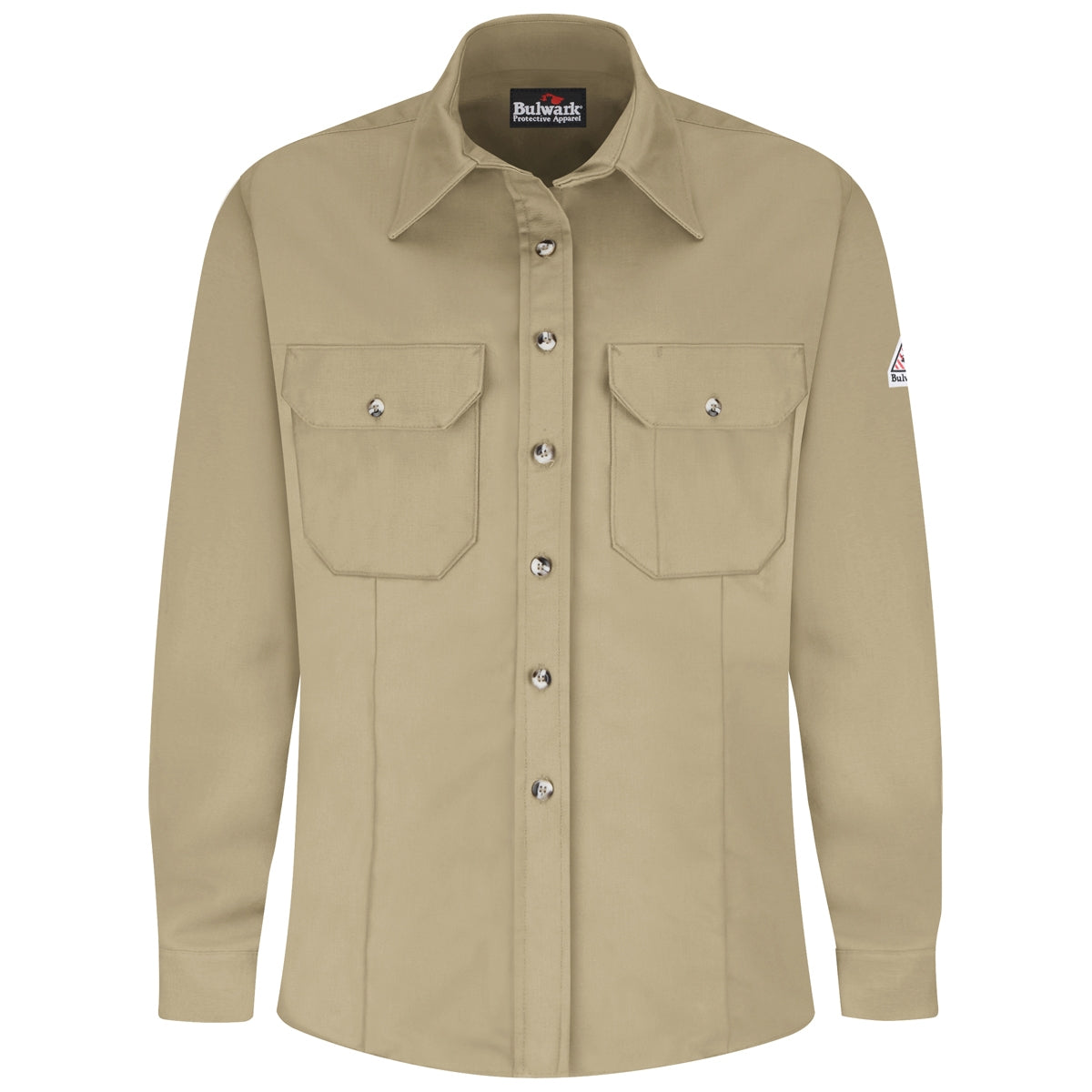 Khaki Button Down Shirt - Bulwark FR - Stylish Fit