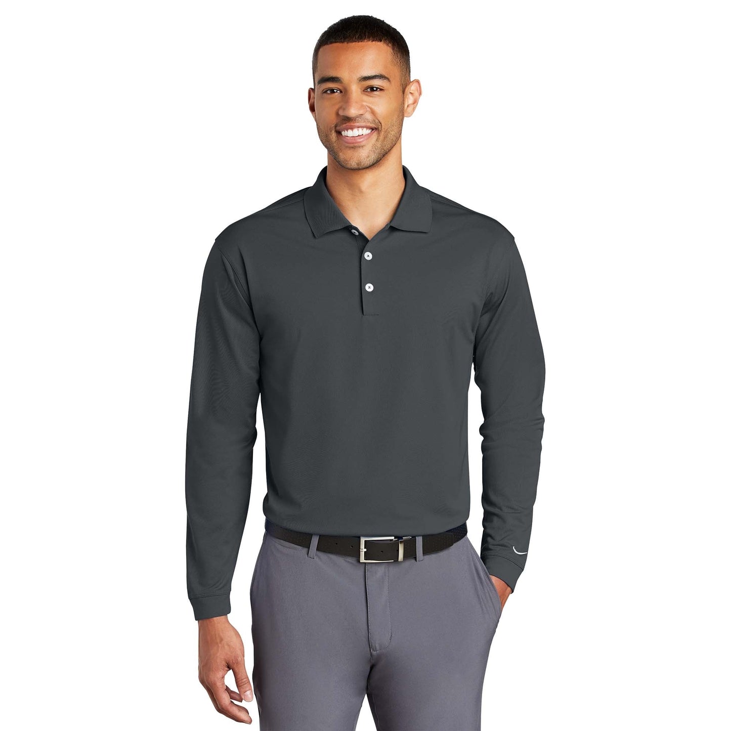 Anthracite Polo Shirt - Nike - Long Sleeve Comfort