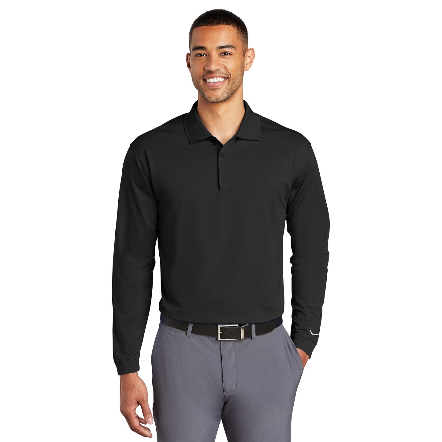 Anthracite Polo Shirt - Nike - Long Sleeve Comfort
