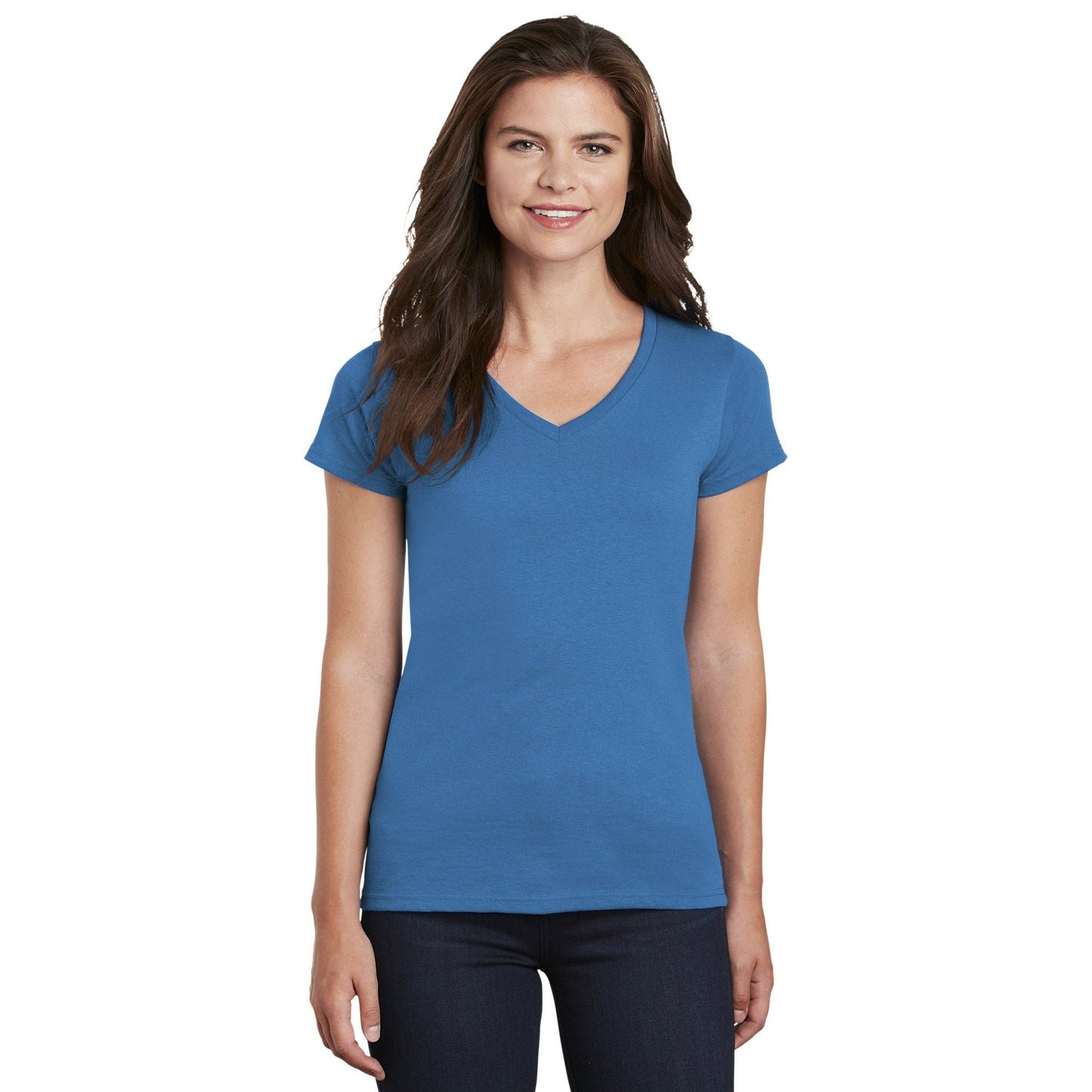 White T-Shirts - Gildan - Stylish Cotton V-Neck - Fashion Fit