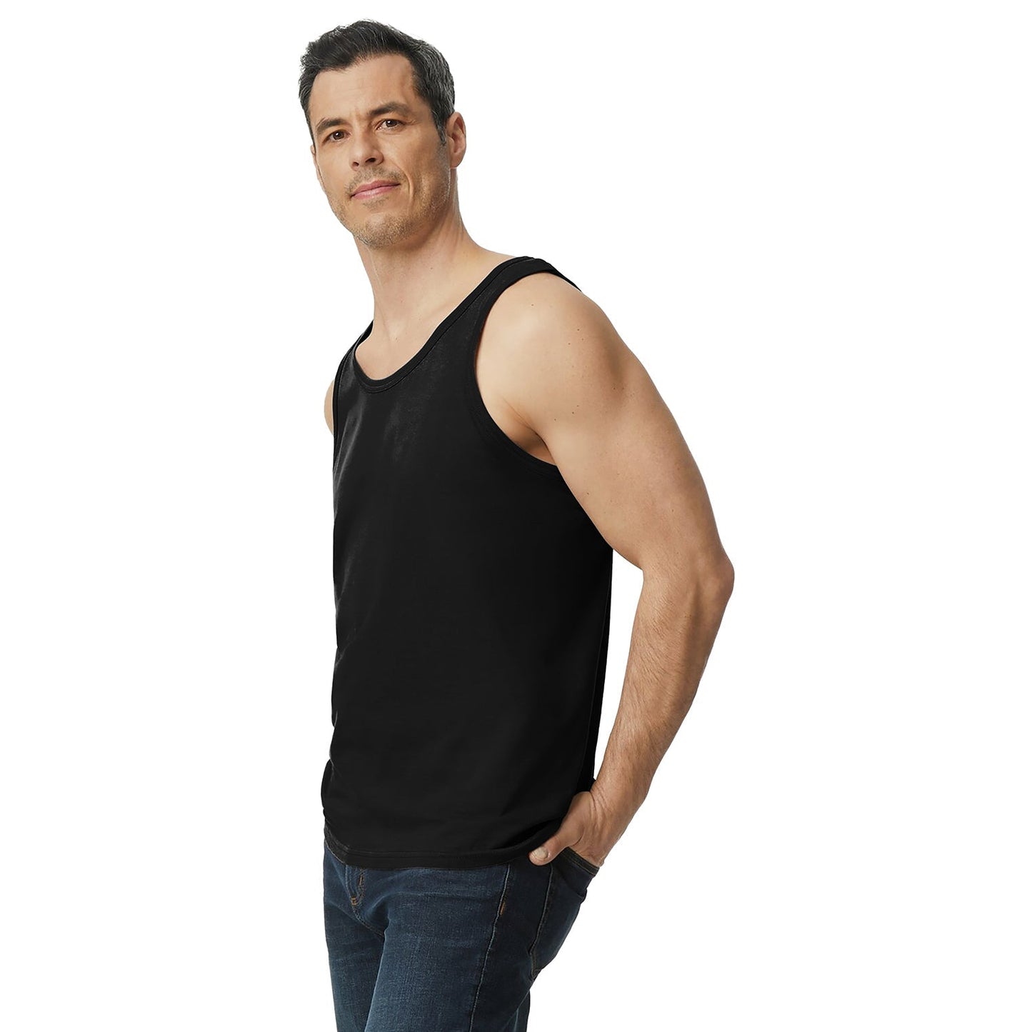 Black Tank Tops - Gildan - Comfortable Cotton Fabric