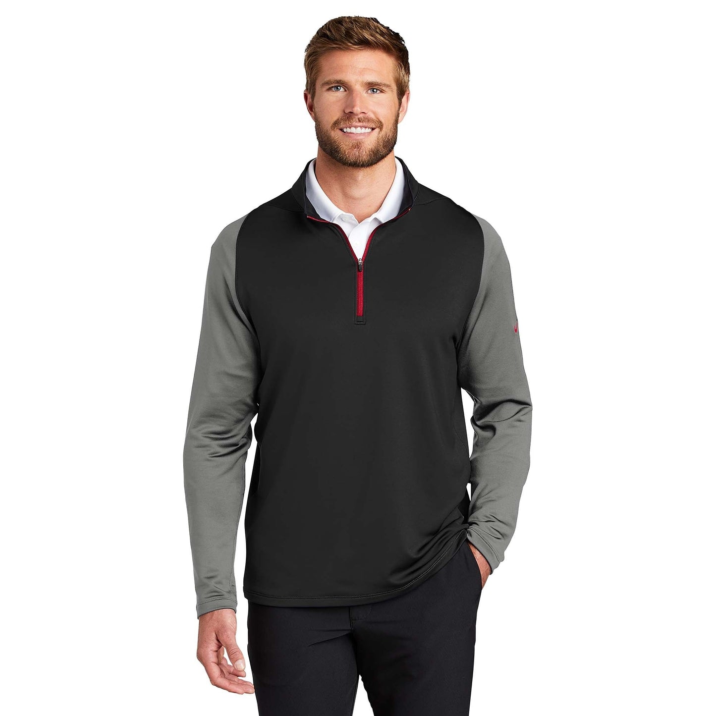 Black/Dark Grey/Gym Red Sweatshirts - Nike - Dri-Fit Fabric