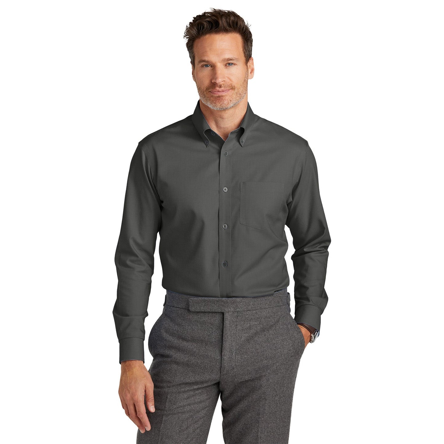 Deep Black Button Up Shirt - Brooks Brothers - Wrinkle-Free