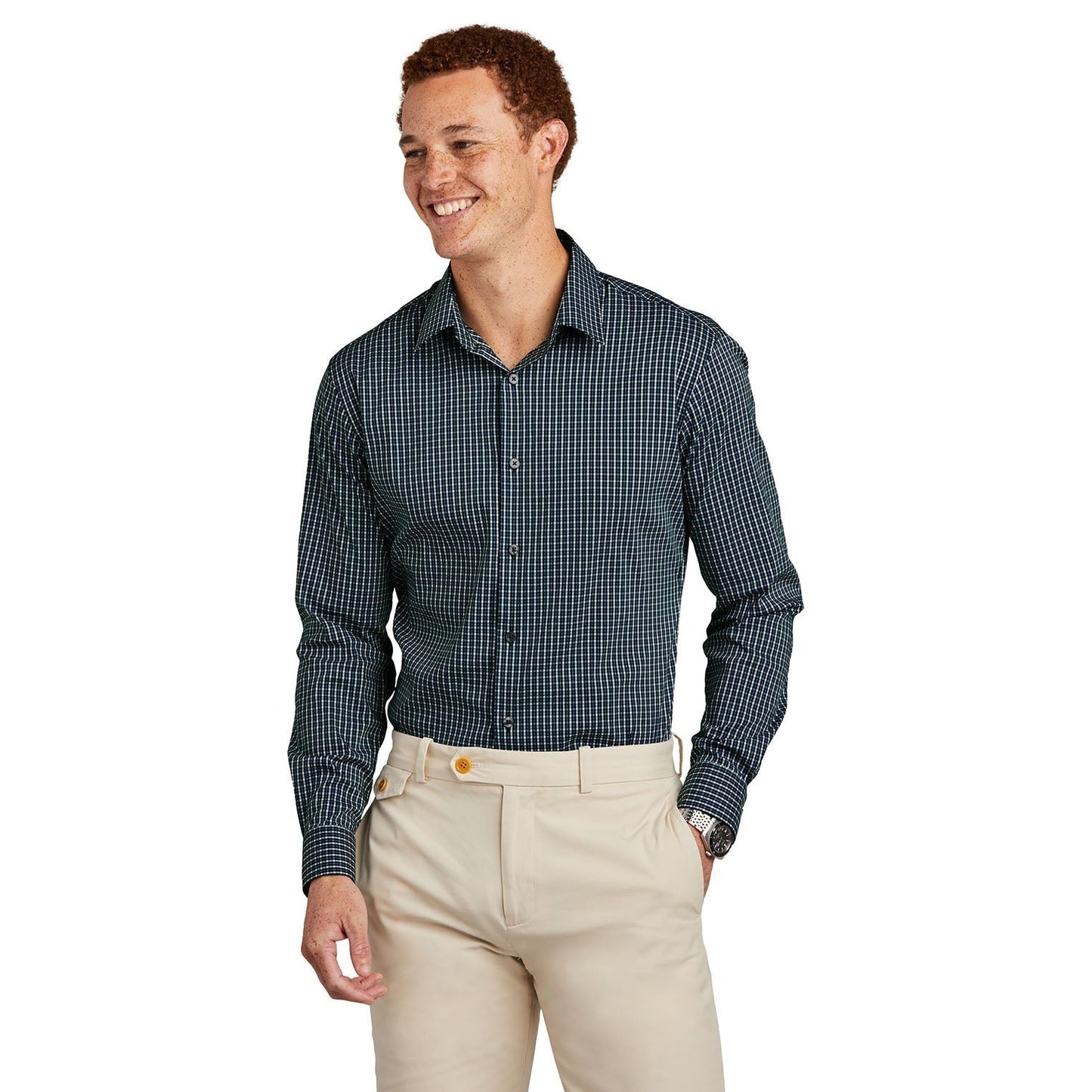 Deep Black Check Shirt - Brooks Brothers - Lightweight Comfort