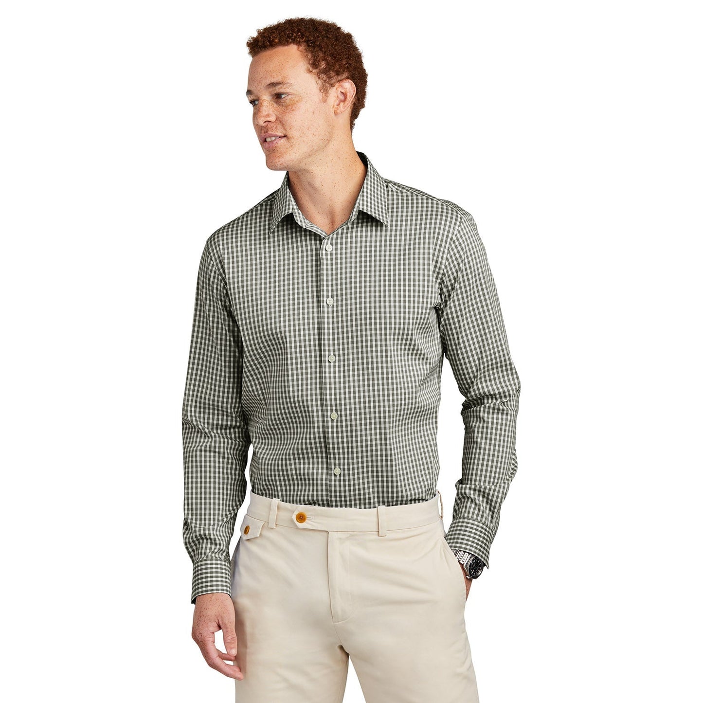 Deep Black Check Shirt - Brooks Brothers - Lightweight Comfort
