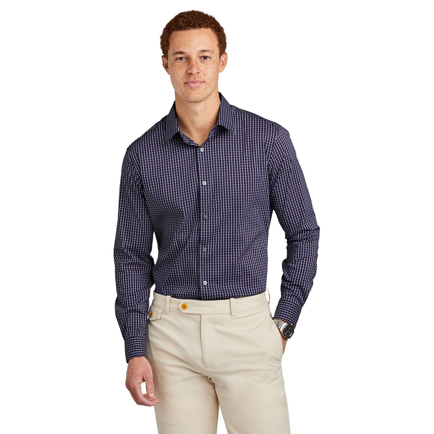 Deep Black Check Shirt - Brooks Brothers - Lightweight Comfort