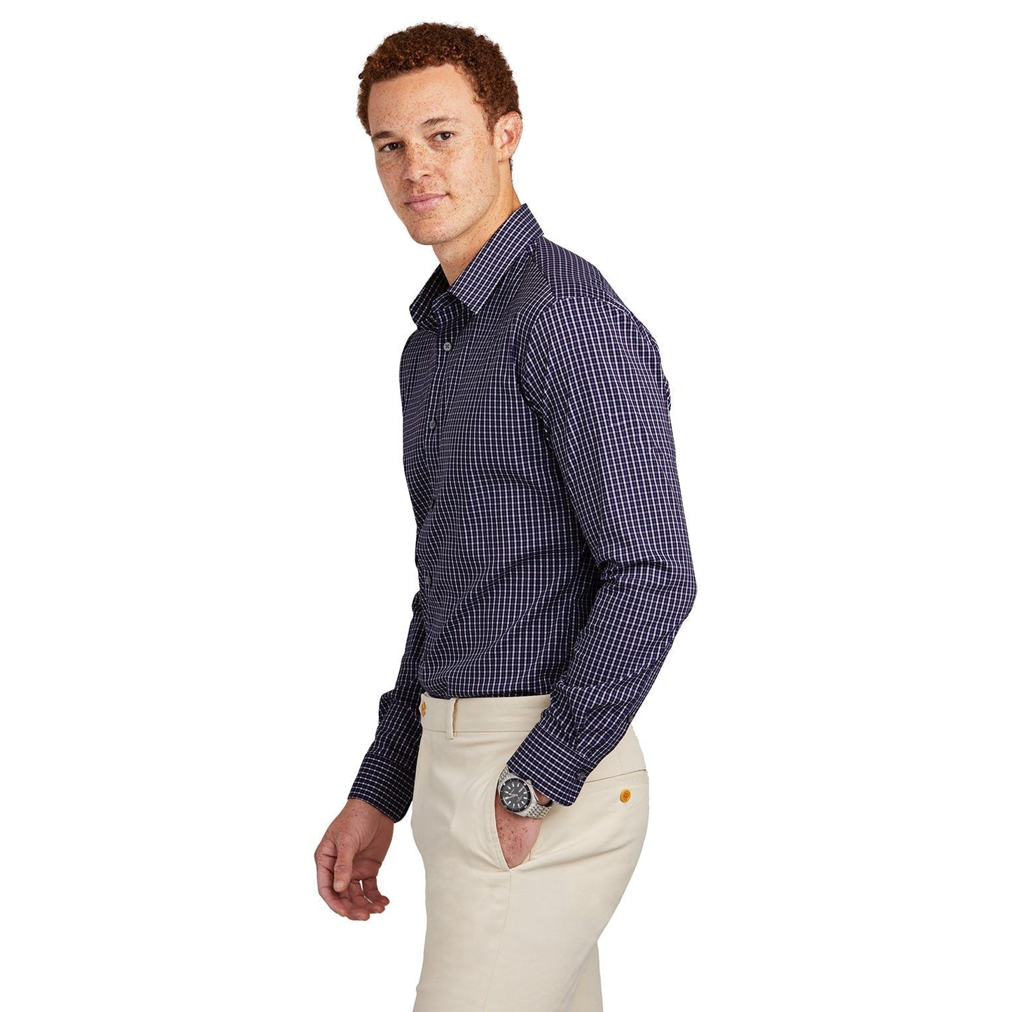 Deep Black Check Shirt - Brooks Brothers - Lightweight Comfort