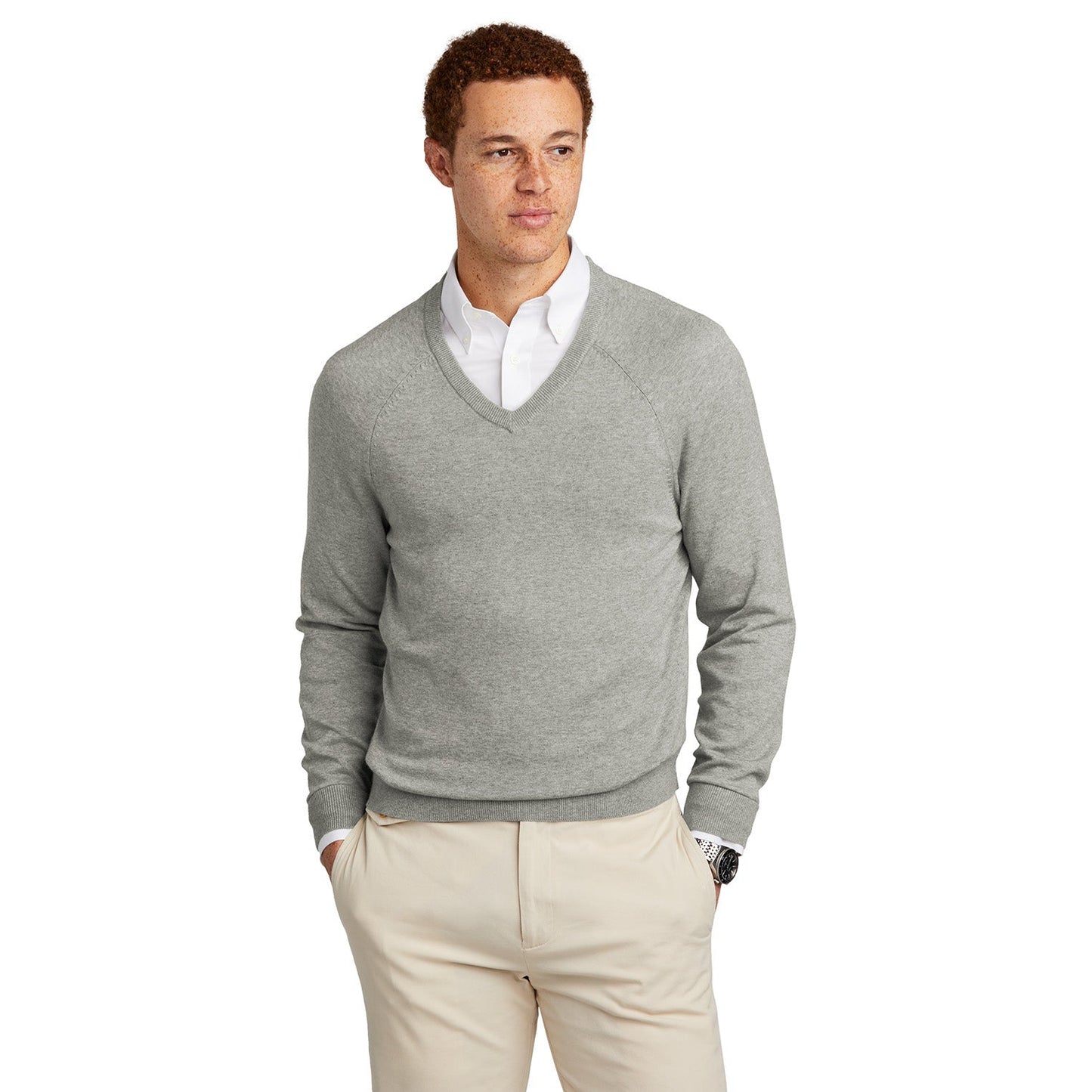 Deep Black Sweater - Brooks Brothers - Cotton Stretch V-Neck
