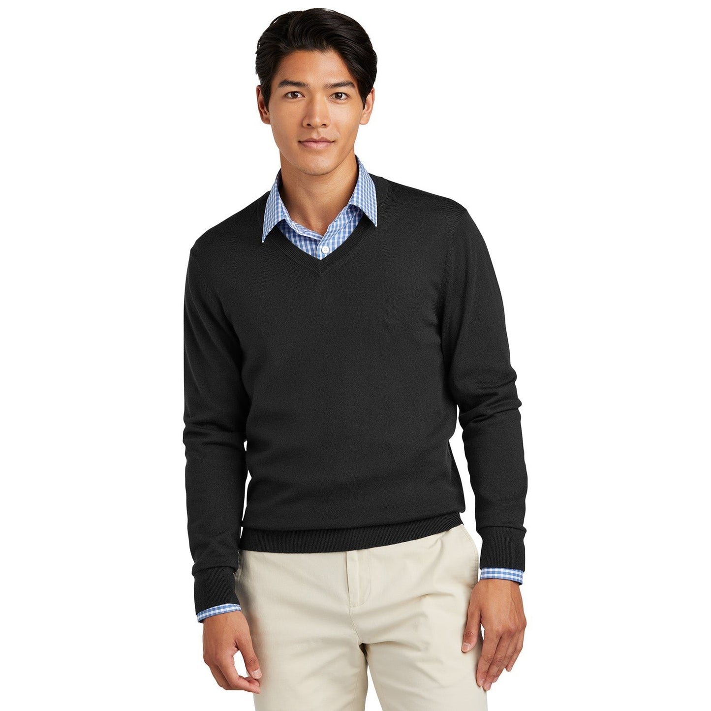Deep Black Sweater - Brooks Brothers - Washable Merino V-Neck