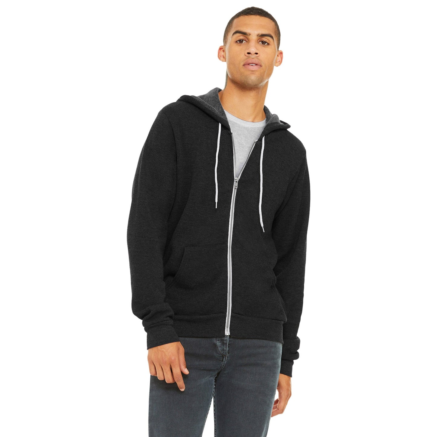 Black Heather Sweatshirt - Bella + Canvas - Full-Zip Fleece