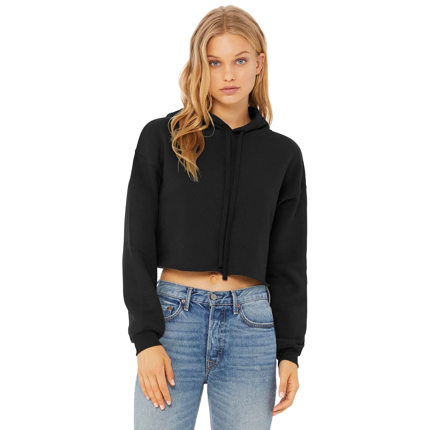 Black Cropped Hoodie - Bella + Canvas - Cozy Fabric