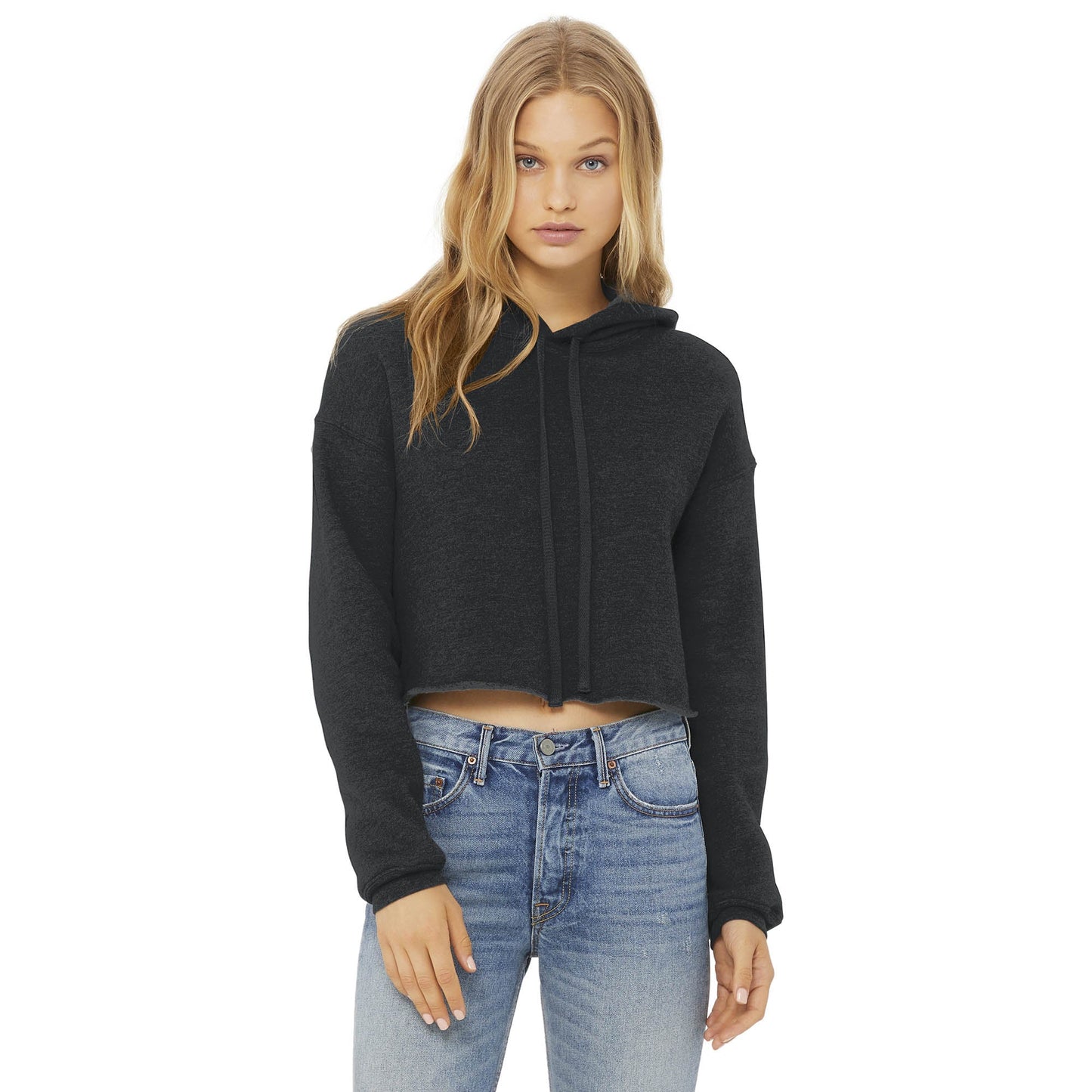 Black Cropped Hoodie - Bella + Canvas - Cozy Fabric