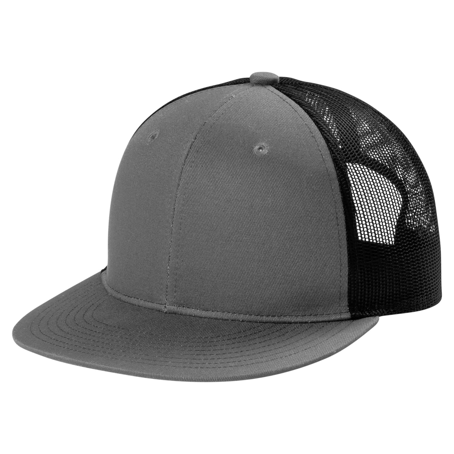 Grey Steel Flat Brim Hat - Port Authority - Stylish Snapback