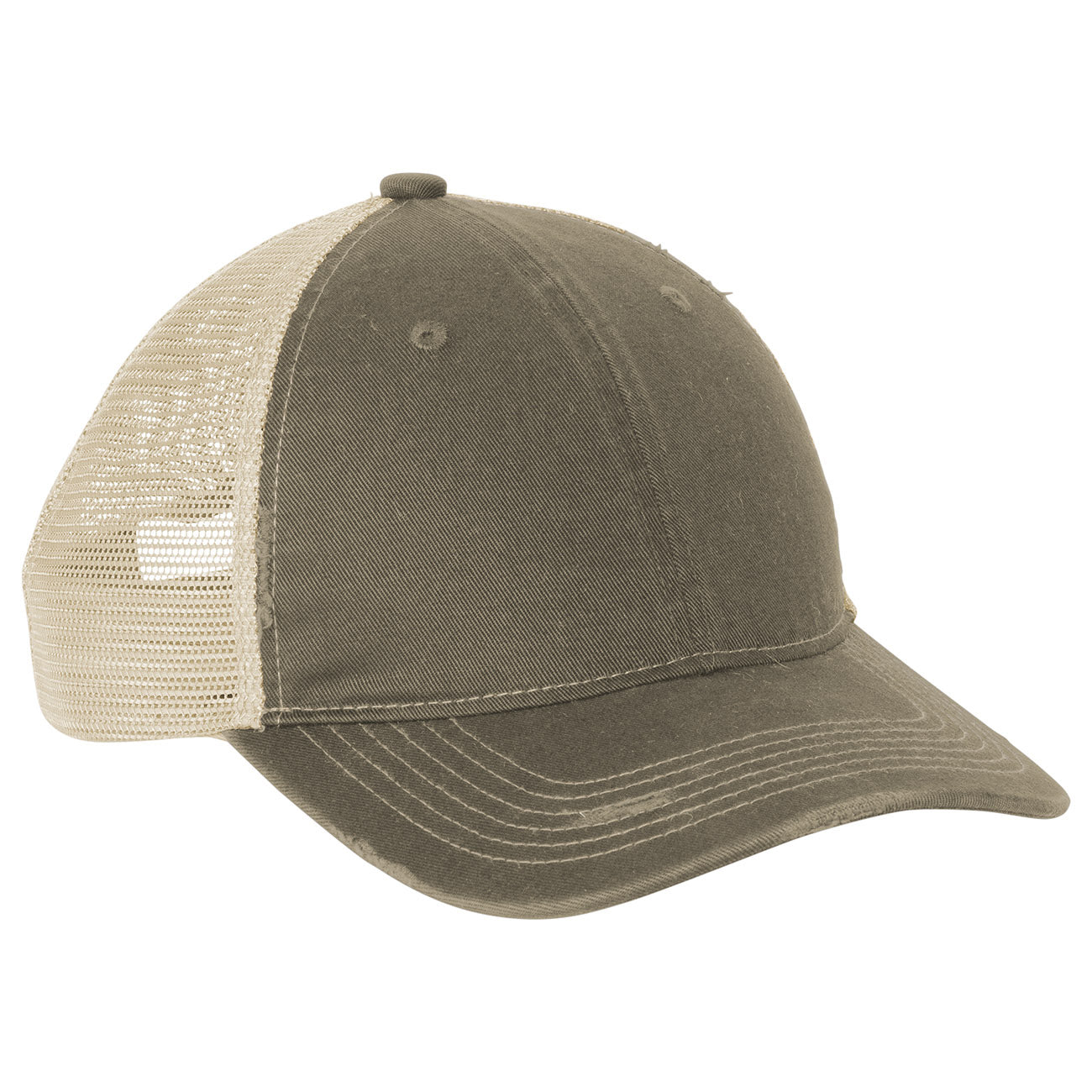 Grey Steel Ball Cap - Port Authority - Distressed Mesh