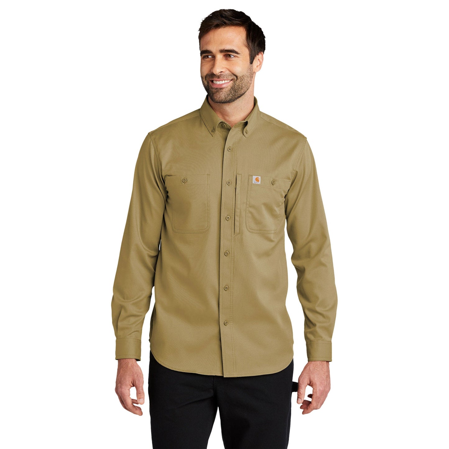 Dark Khaki Button Up Shirt - Carhartt - Rugged Flex