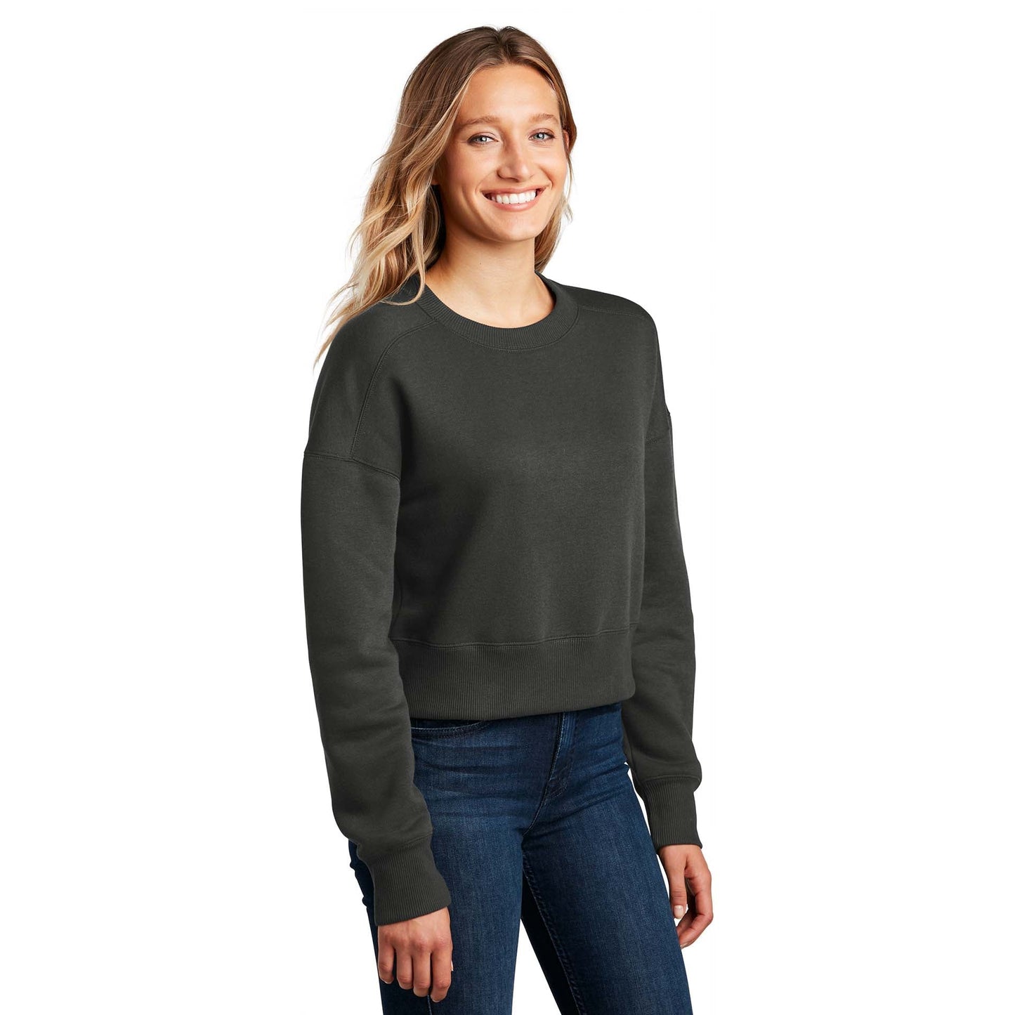 Jet Black Sweatshirt - District - Premium Fleece Fabric