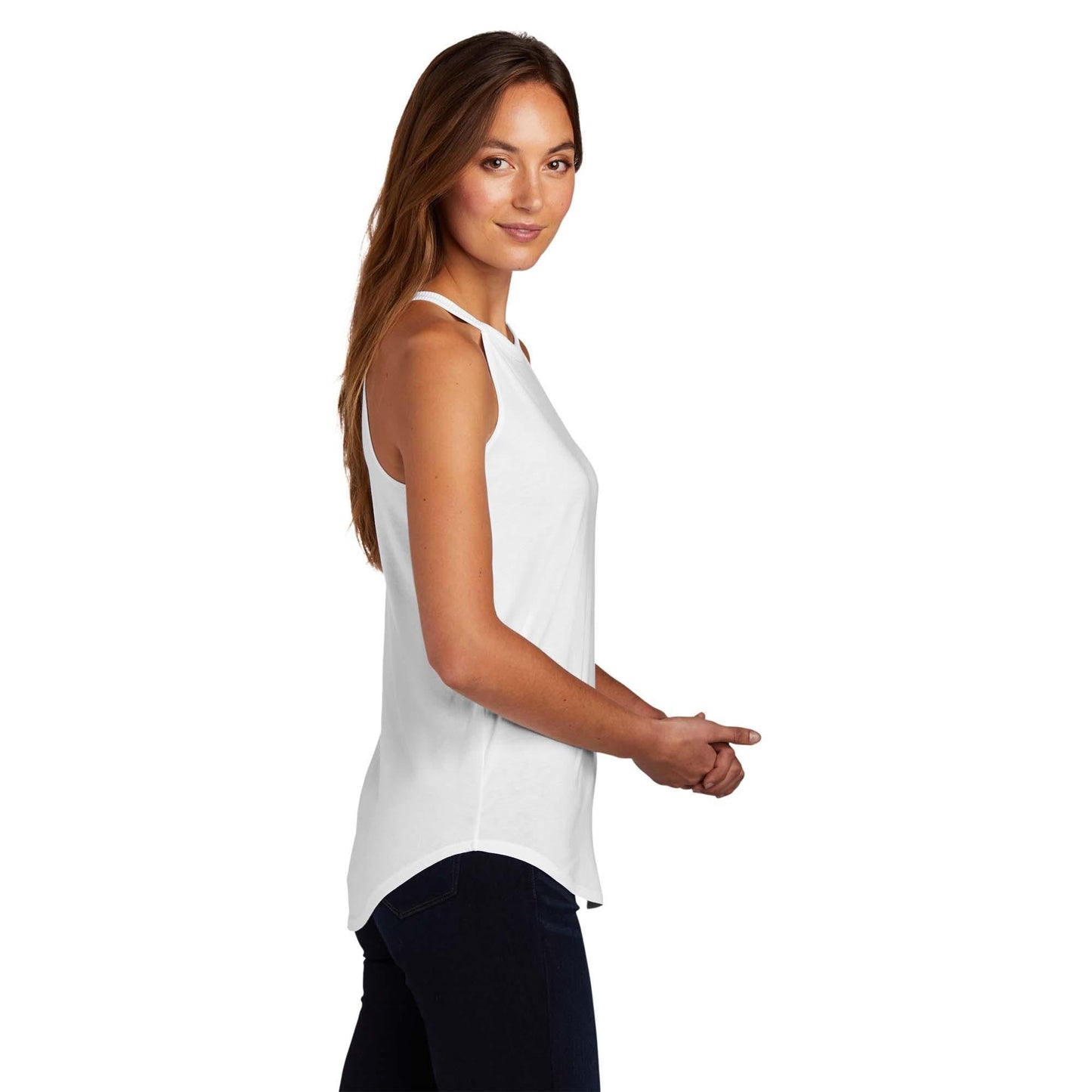White Tank Tops - District - Tri-Blend Fabric