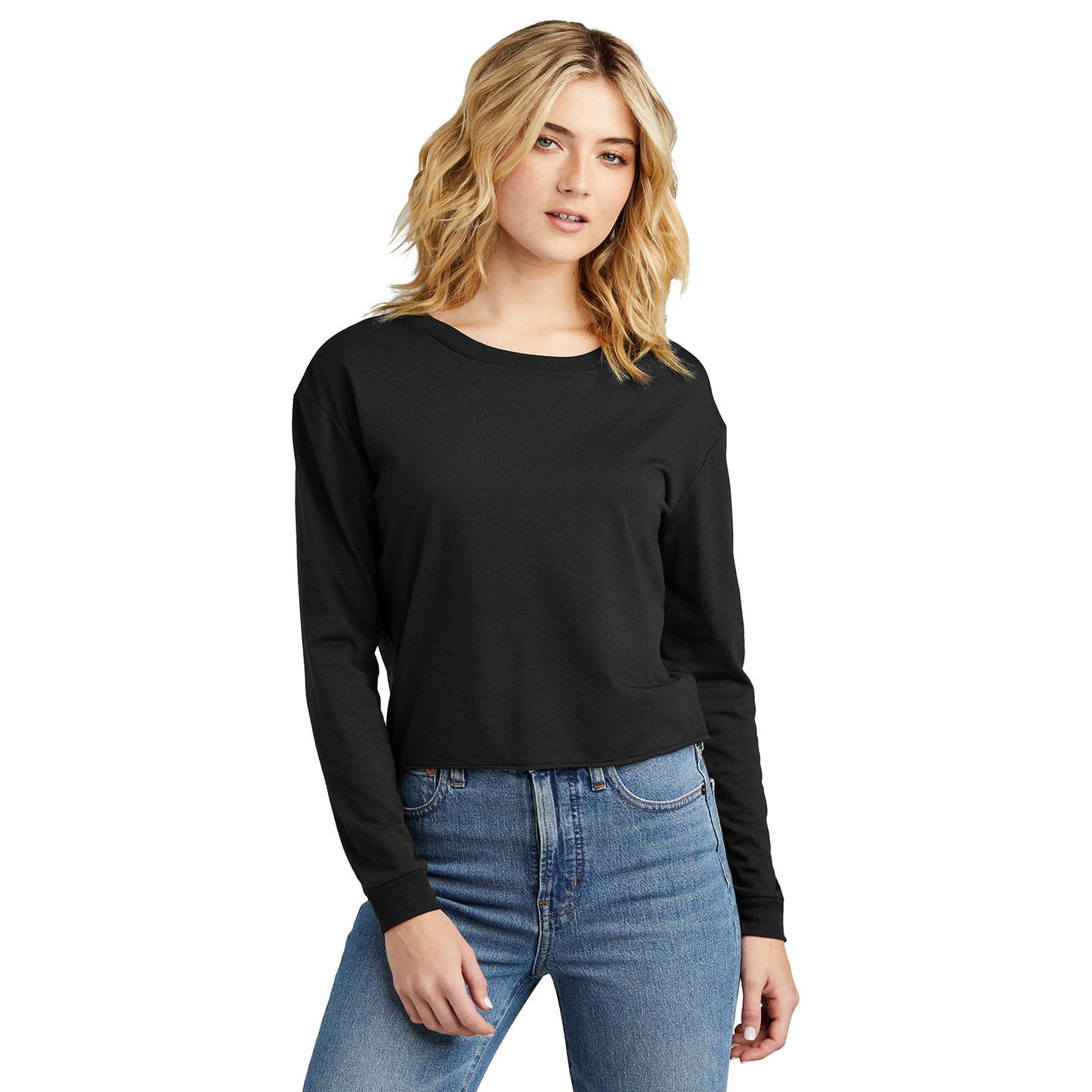 Black T-Shirts - District - Stylish Long Sleeve Tee - Soft Fabric