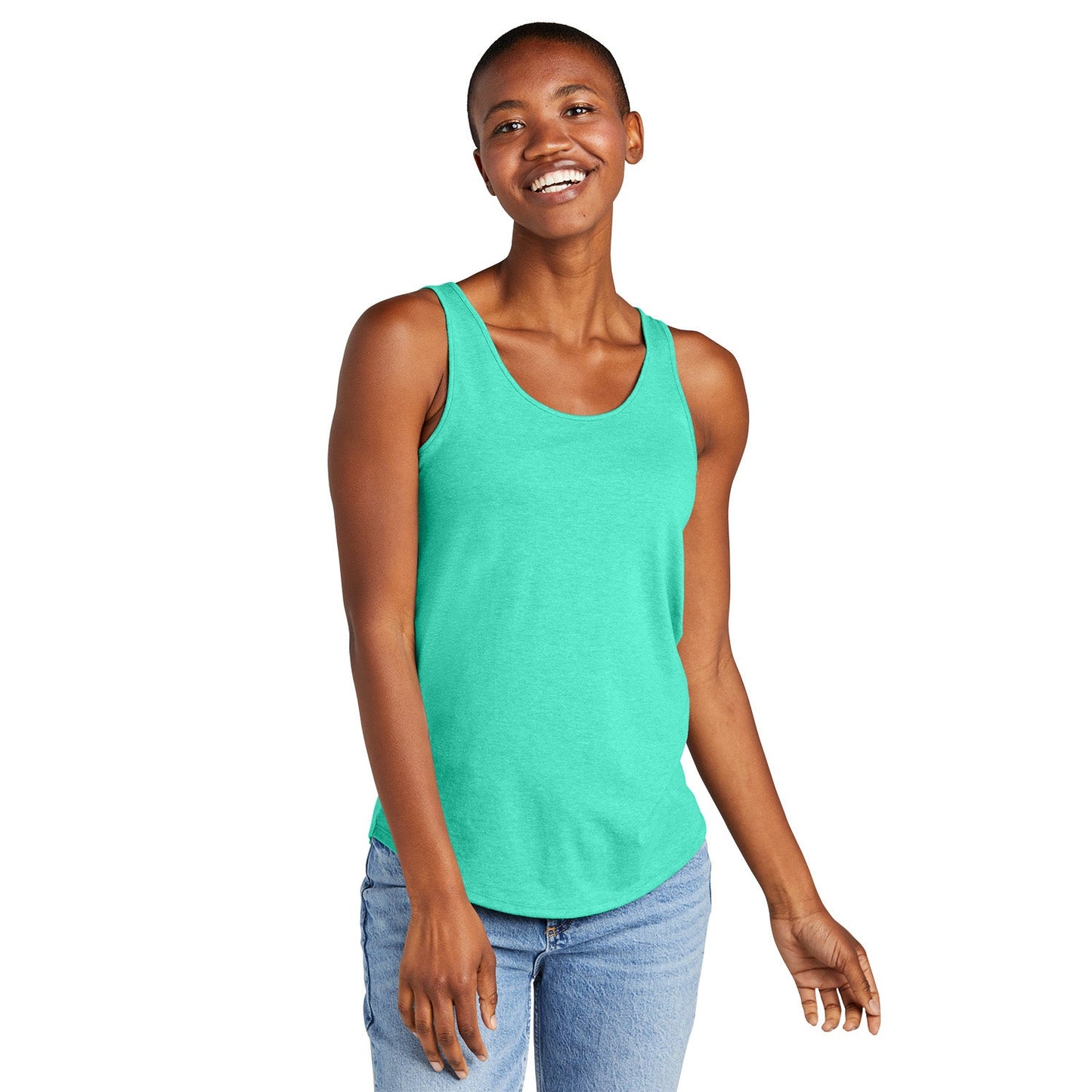 Aqua Heather Tank Tops - District - Soft Tri Blend
