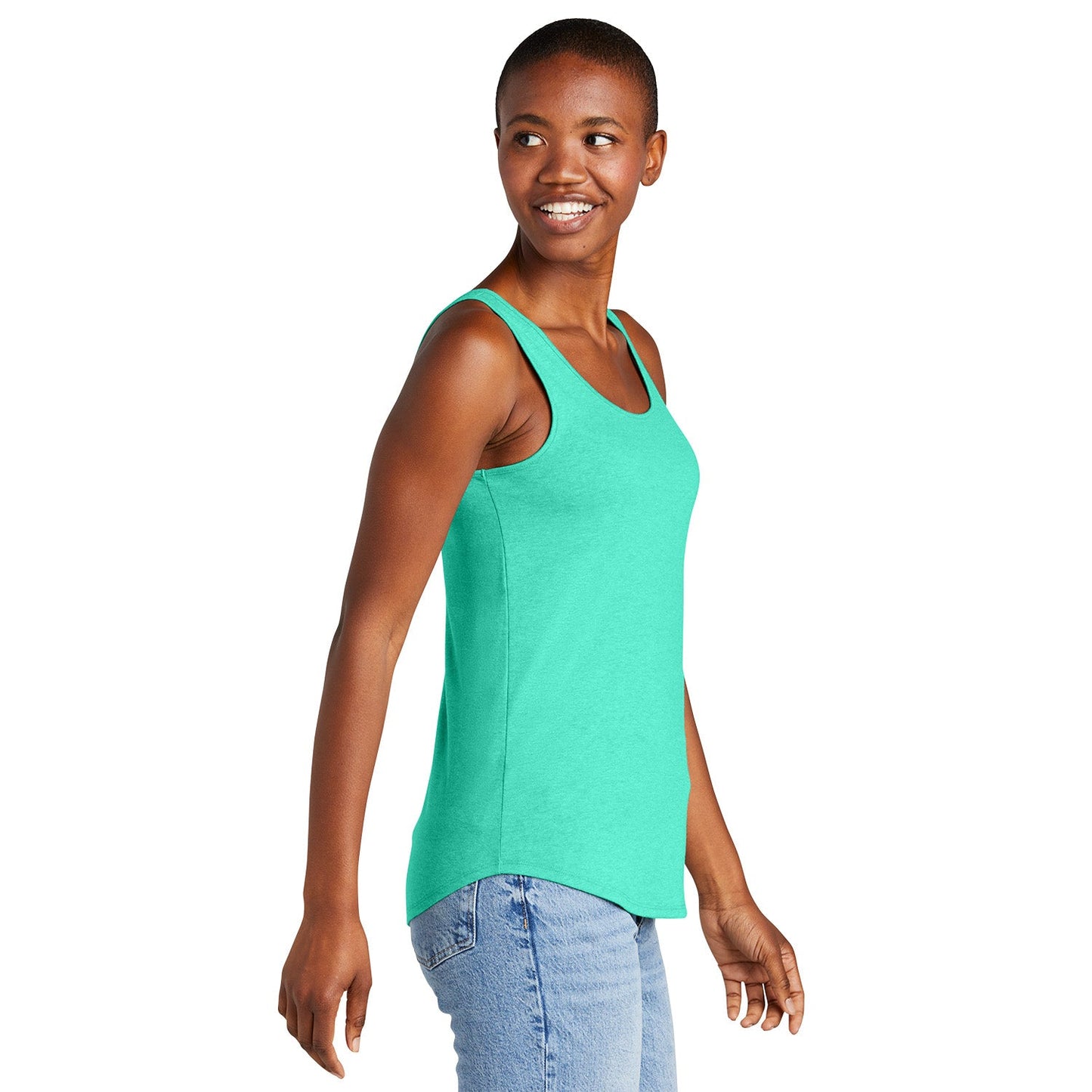 Aqua Heather Tank Tops - District - Soft Tri Blend