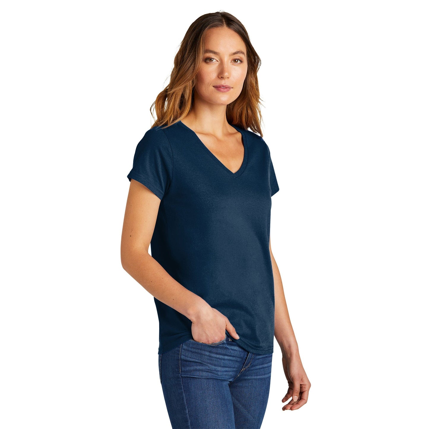 Black T-Shirts - District - Comfortable V-Neck Tee