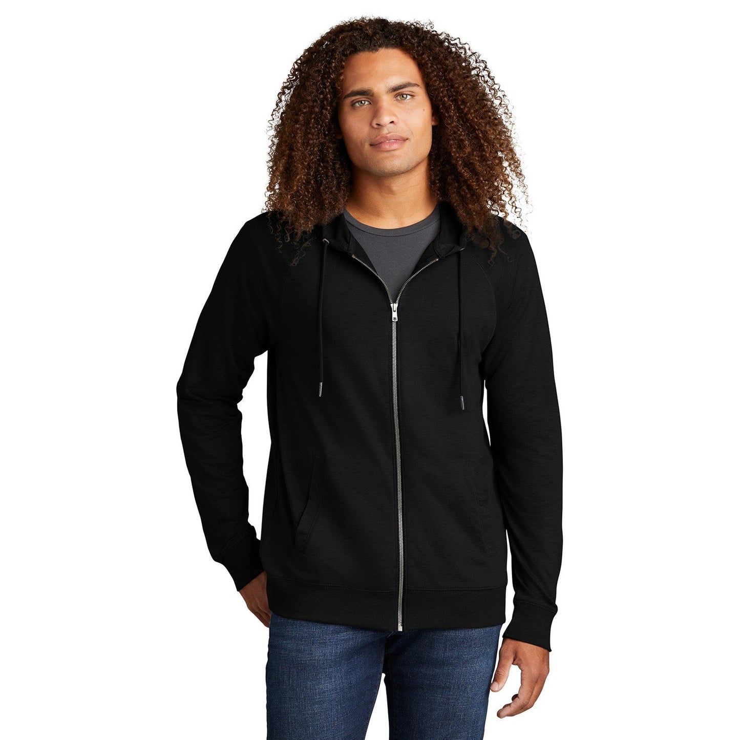 Black Sweatshirts - District - Cozy Full-Zip Hoodie - Casual Comfort