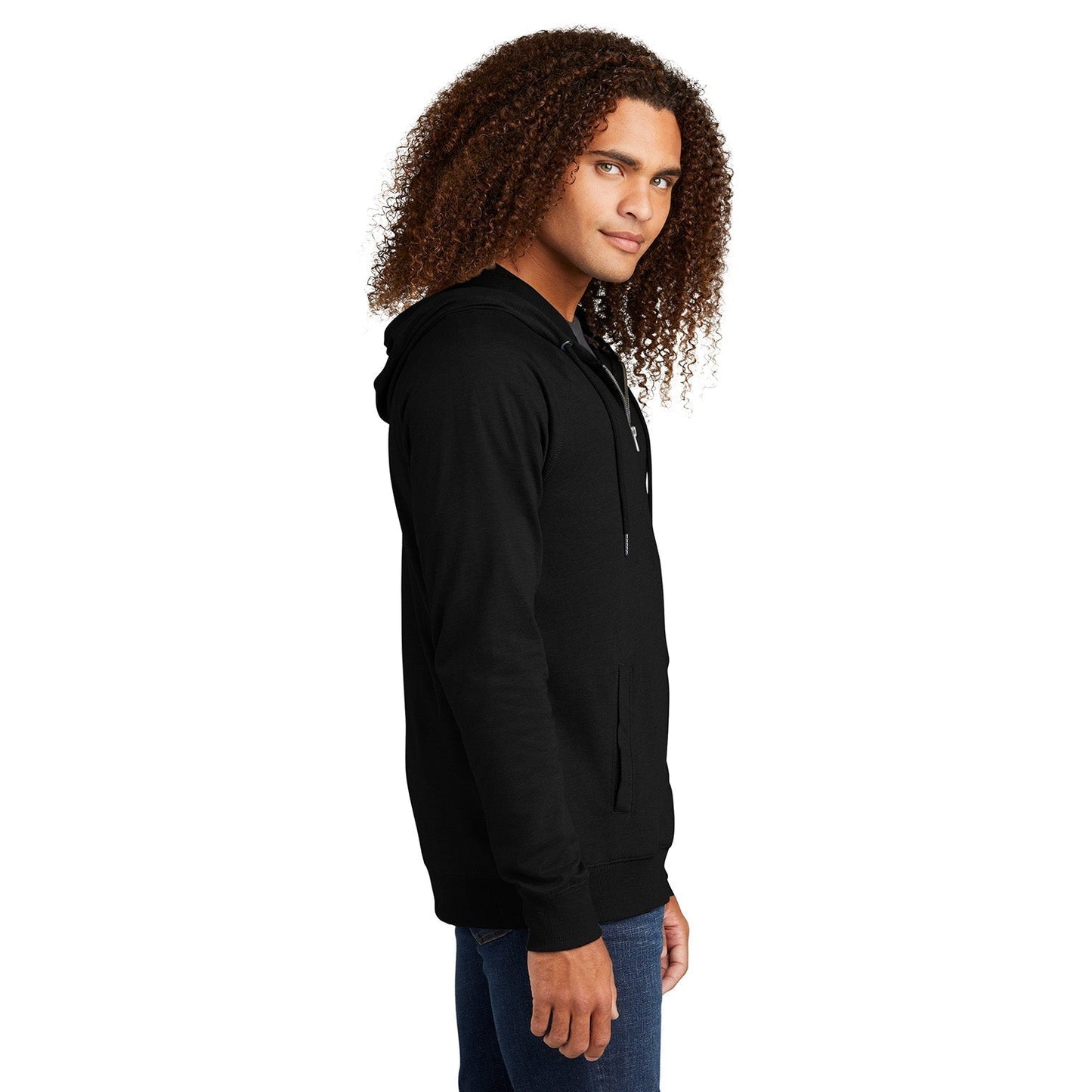 Black Sweatshirts - District - Cozy Full-Zip Hoodie - Casual Comfort