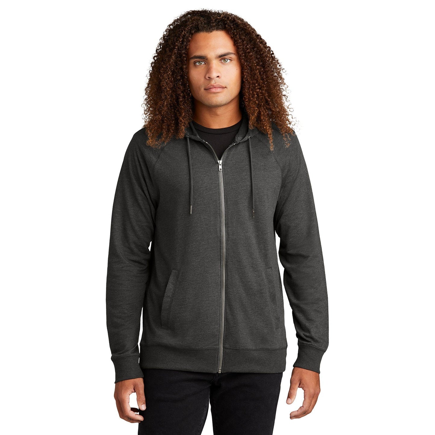 Black Sweatshirts - District - Cozy Full-Zip Hoodie - Casual Comfort