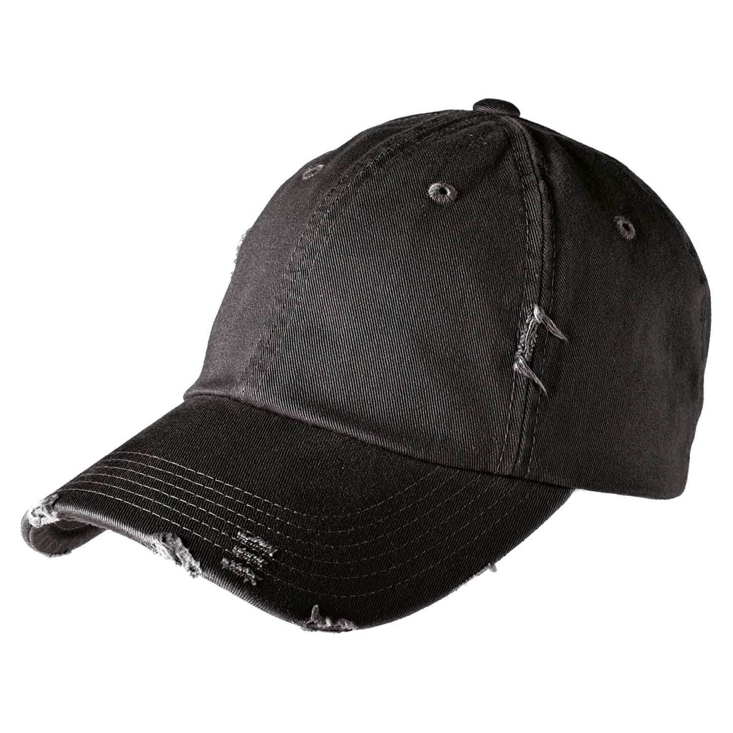 Black Distressed Ball Cap - District - Cotton Twill