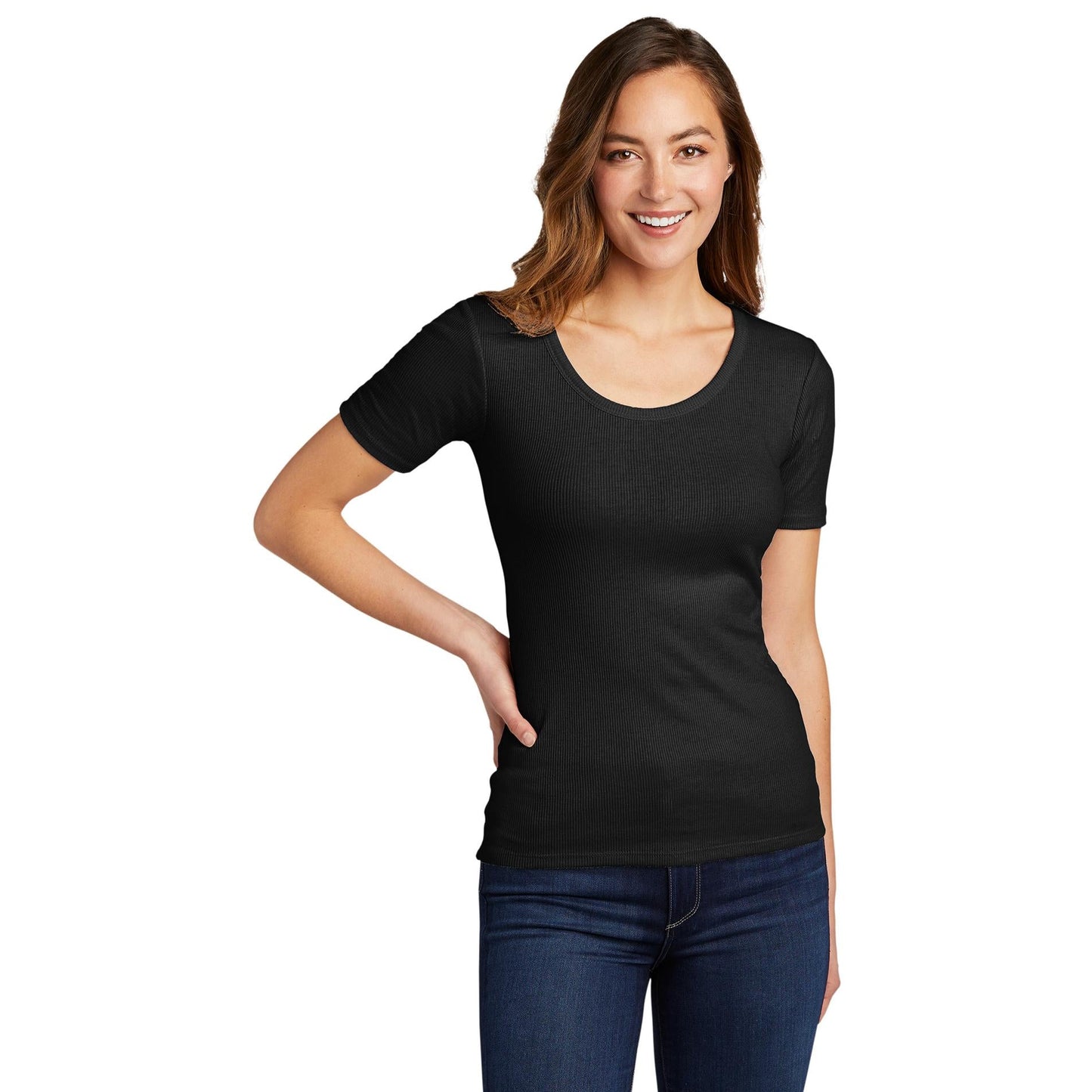 Black T-Shirts - District - Rib Knit Tee