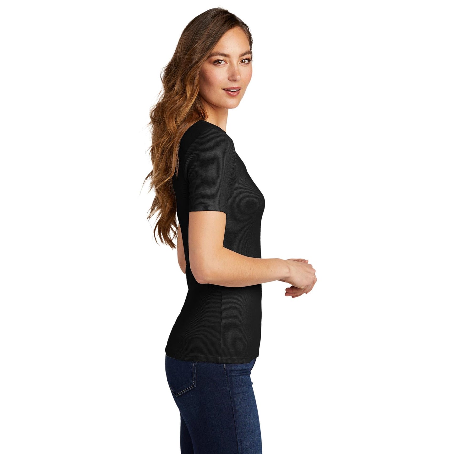 Black T-Shirts - District - Rib Knit Tee