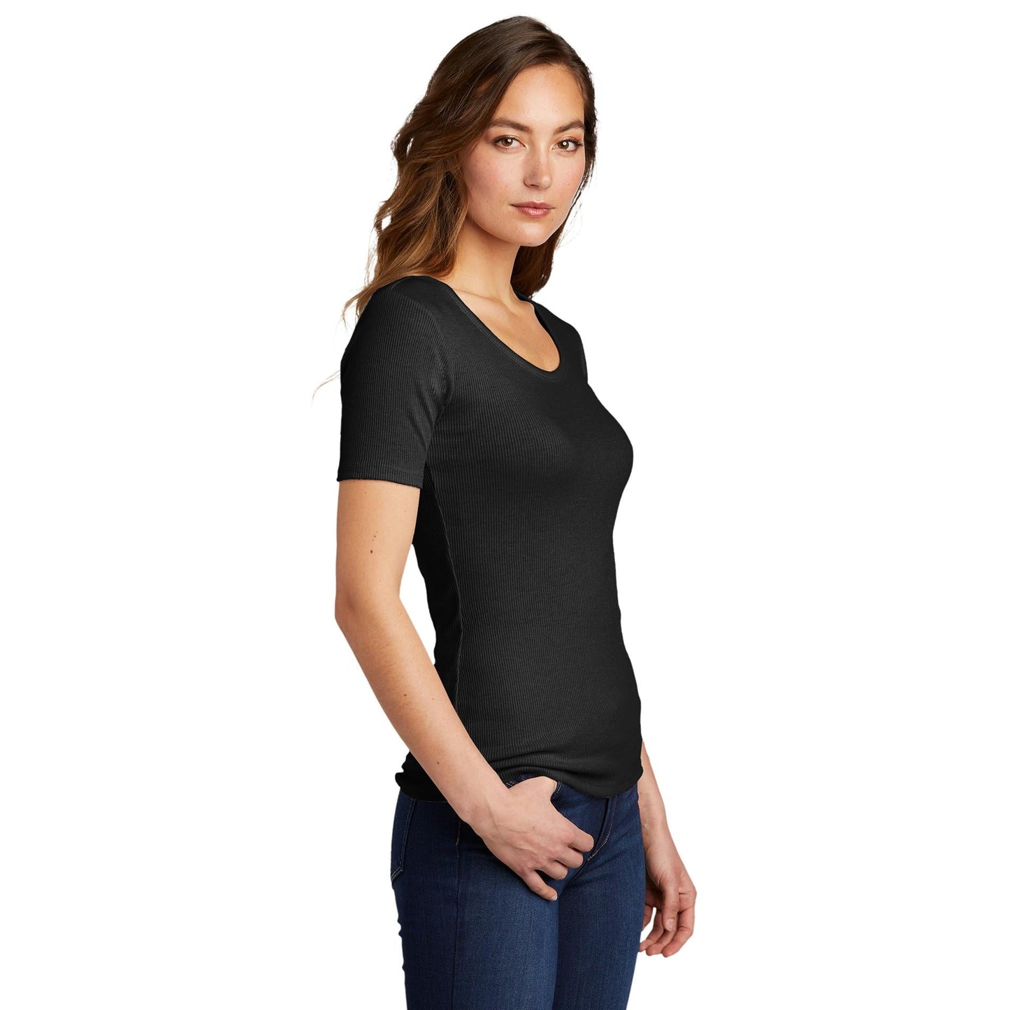 Black T-Shirts - District - Rib Knit Tee