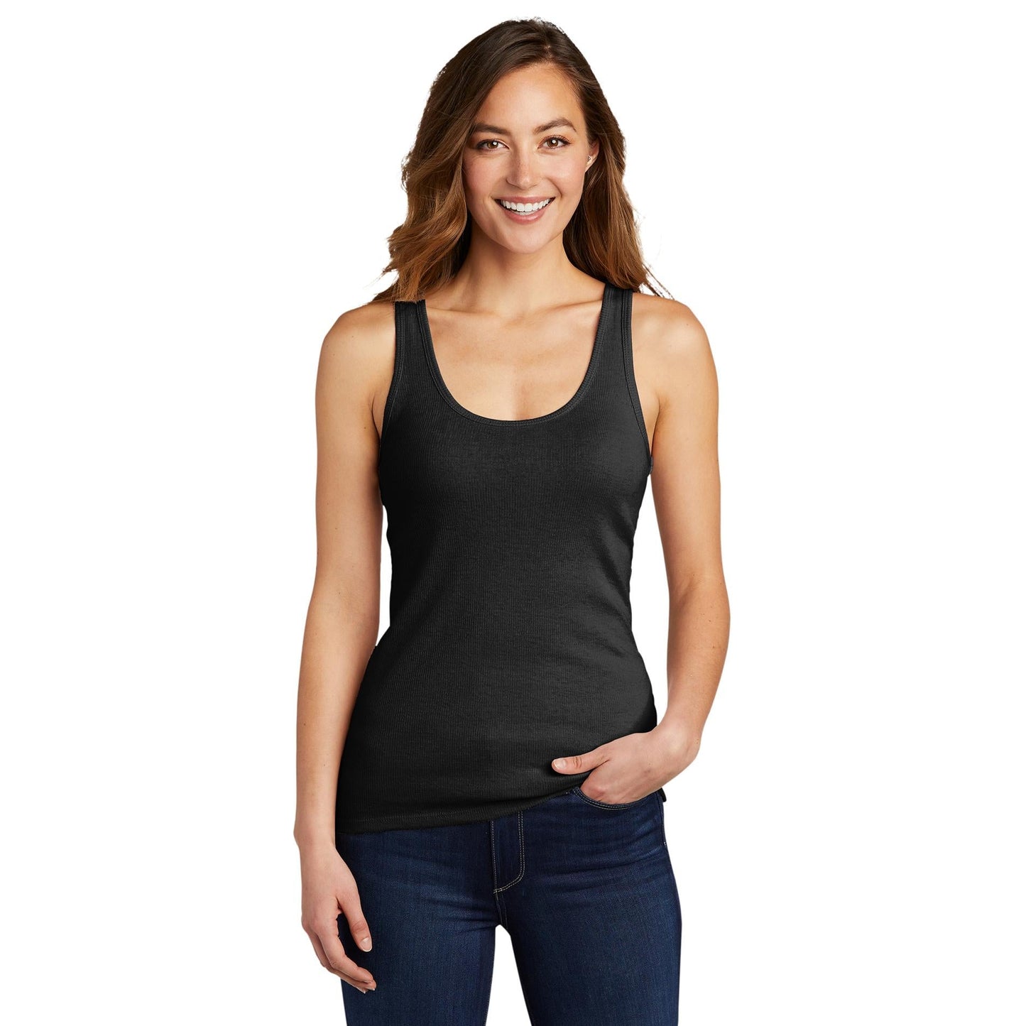 Black Rib Tank - District - Combed Cotton Blend - Smooth Fit