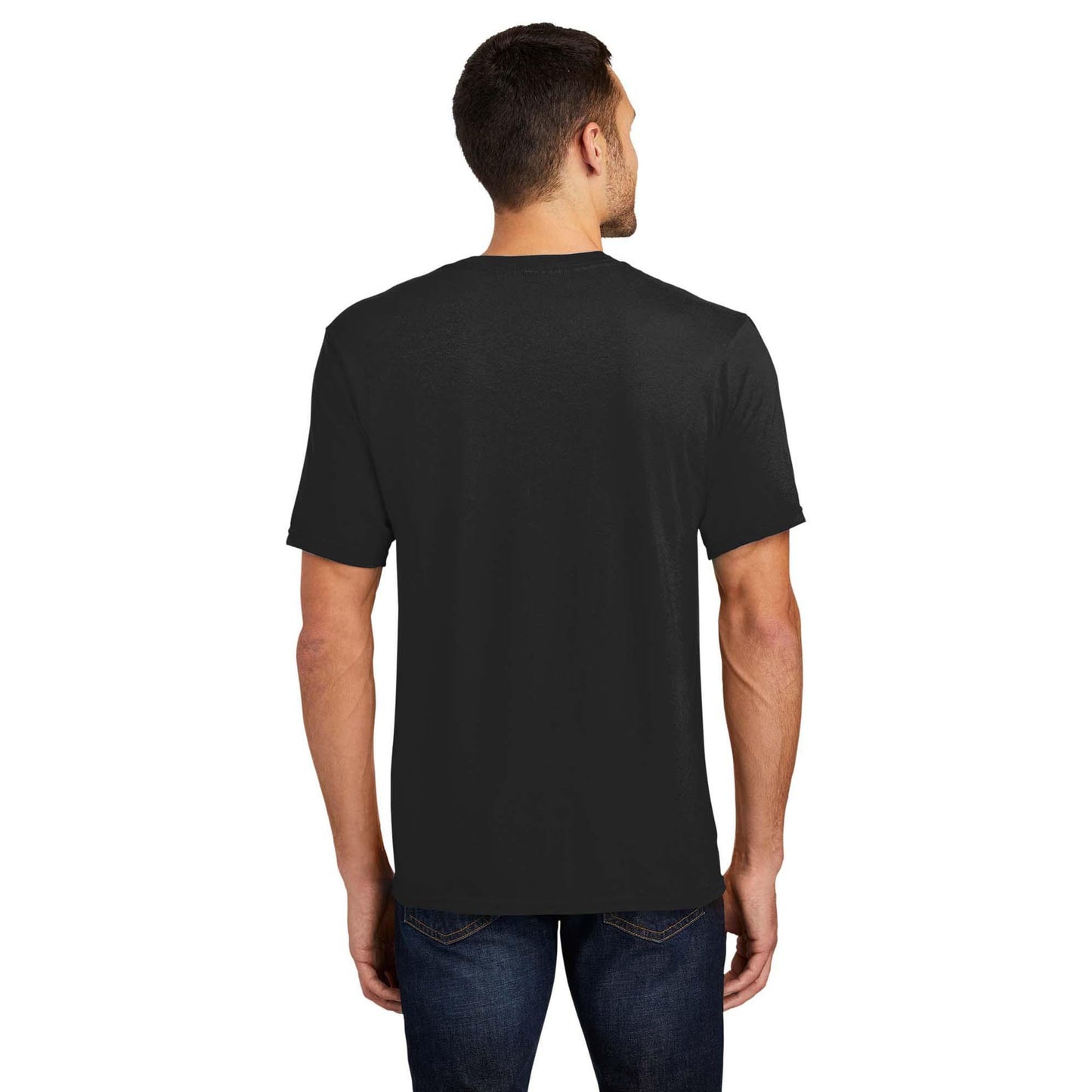 Black T-Shirts - District - V-Neck Style Cotton Blend