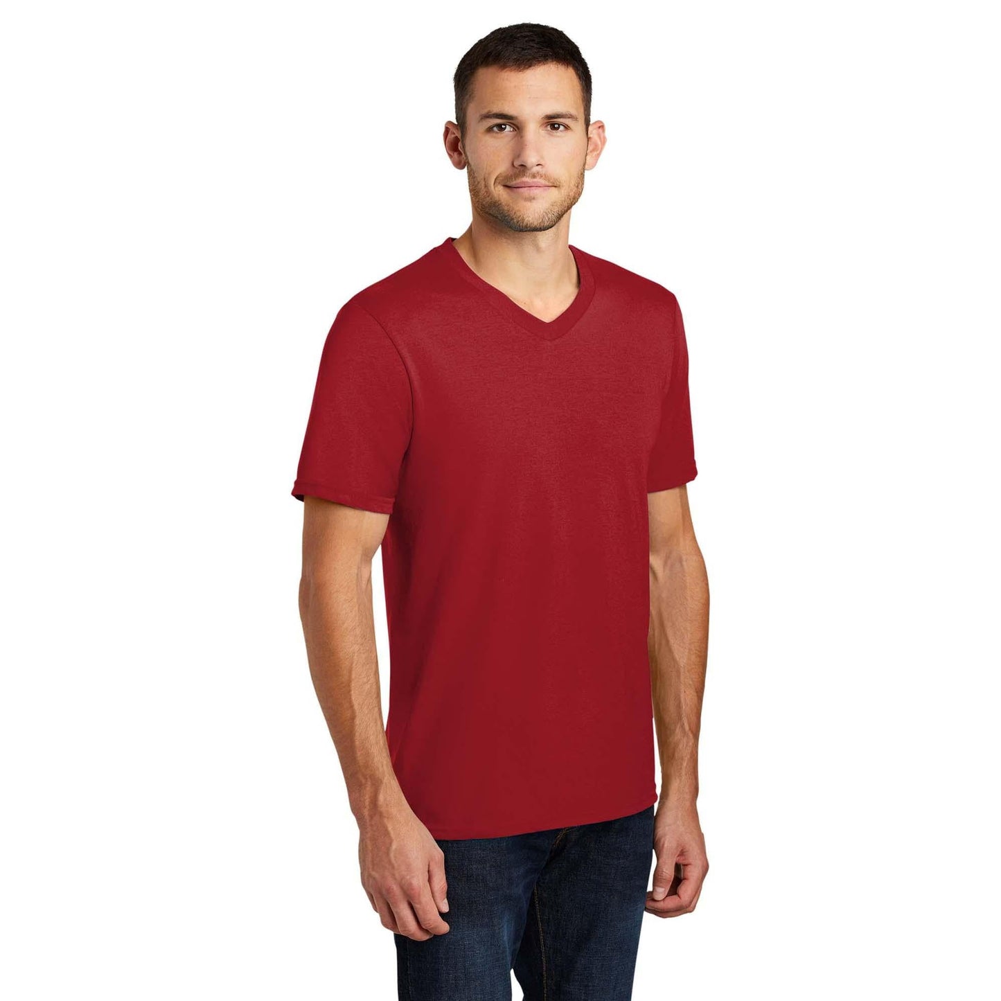 Black T-Shirts - District - V-Neck Style Cotton Blend