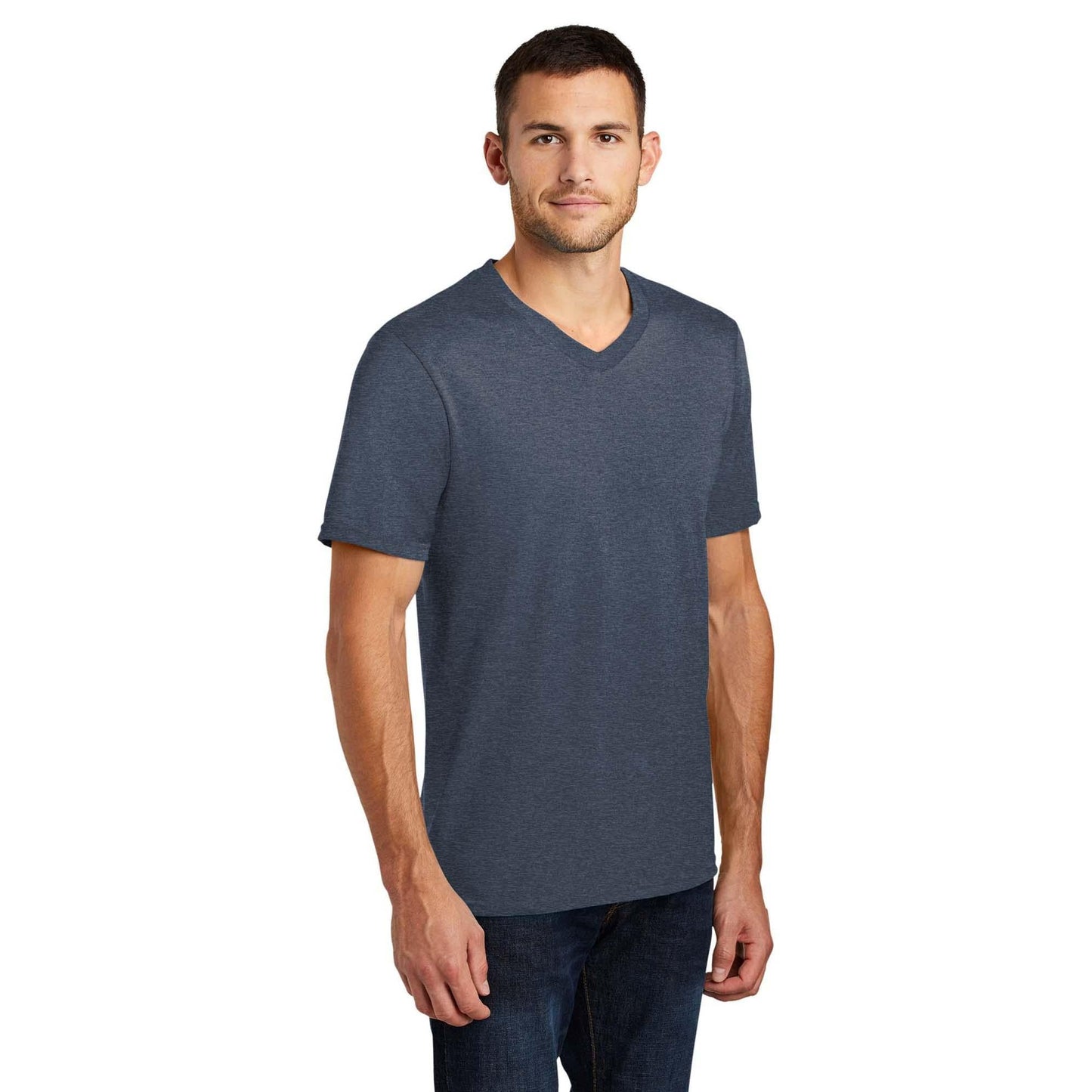 Black T-Shirts - District - V-Neck Style Cotton Blend