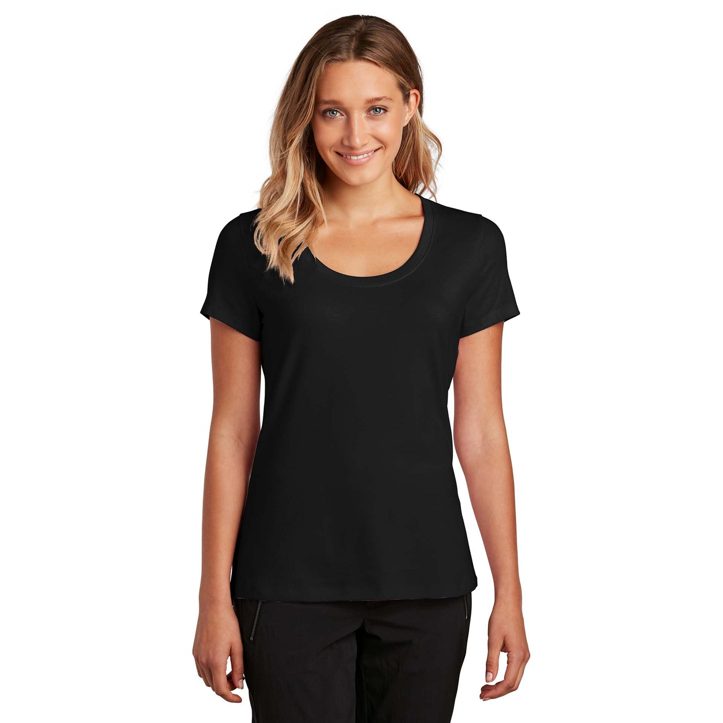 Black T-Shirt - District - Soft Flex Scoop Neck Design