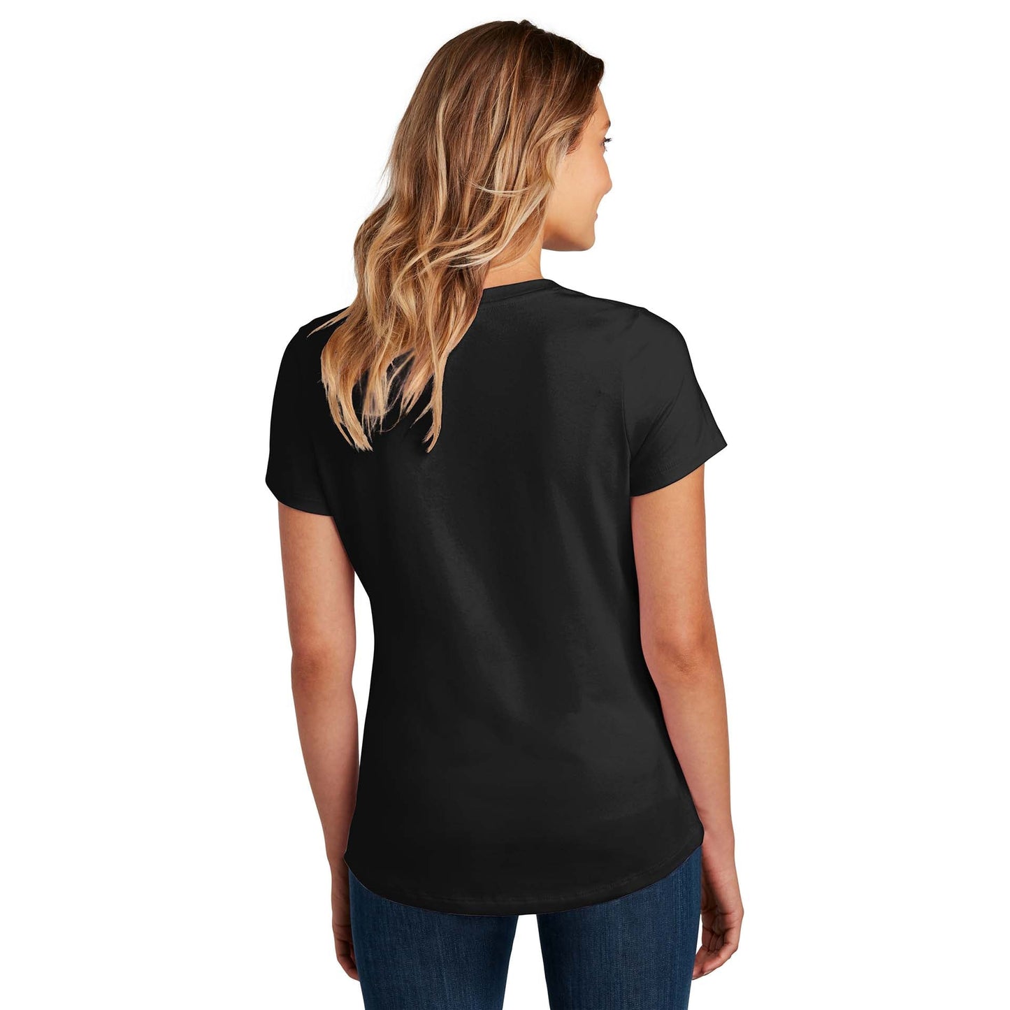 Black T-Shirt - District - Soft Flex Scoop Neck Design