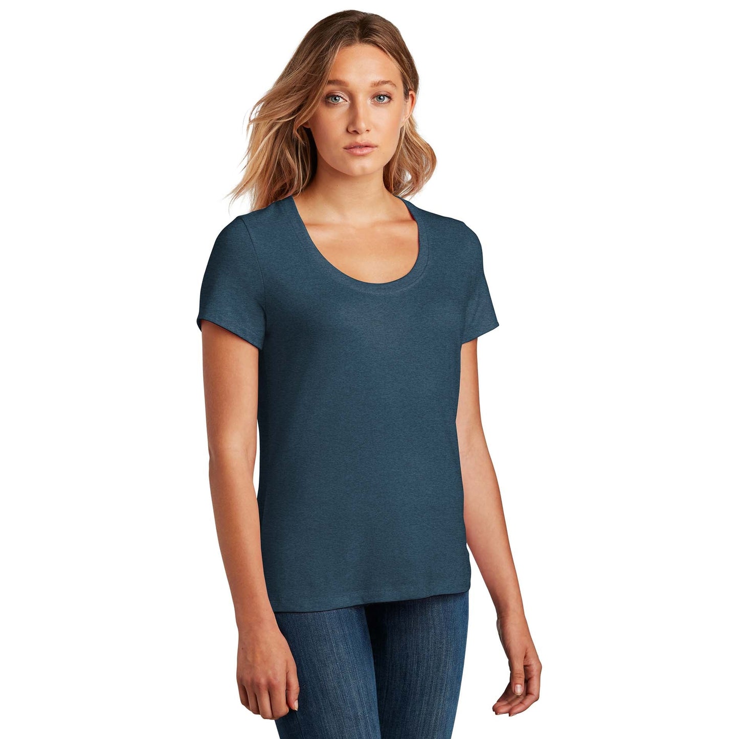 Black T-Shirt - District - Soft Flex Scoop Neck Design