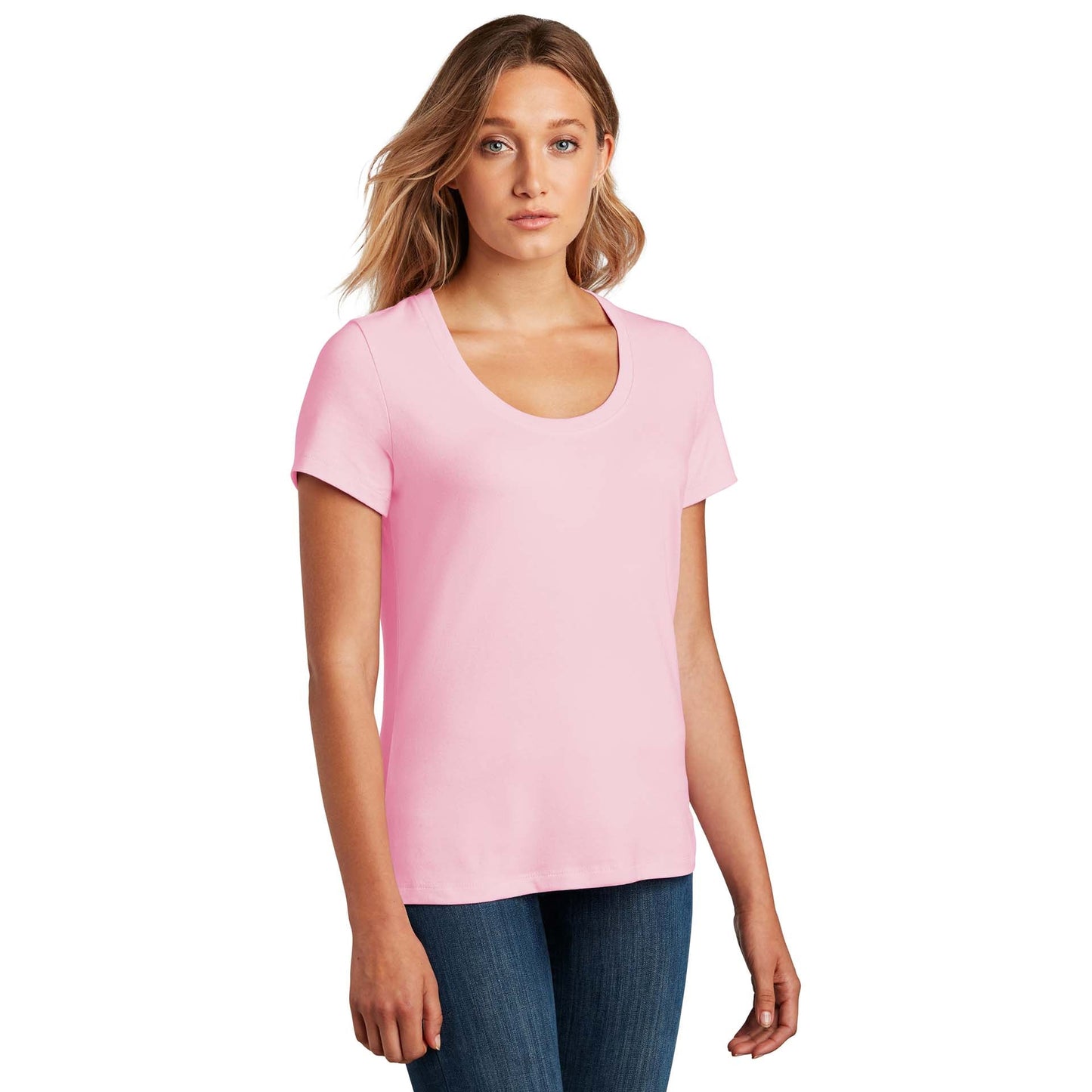 Black T-Shirt - District - Soft Flex Scoop Neck Design