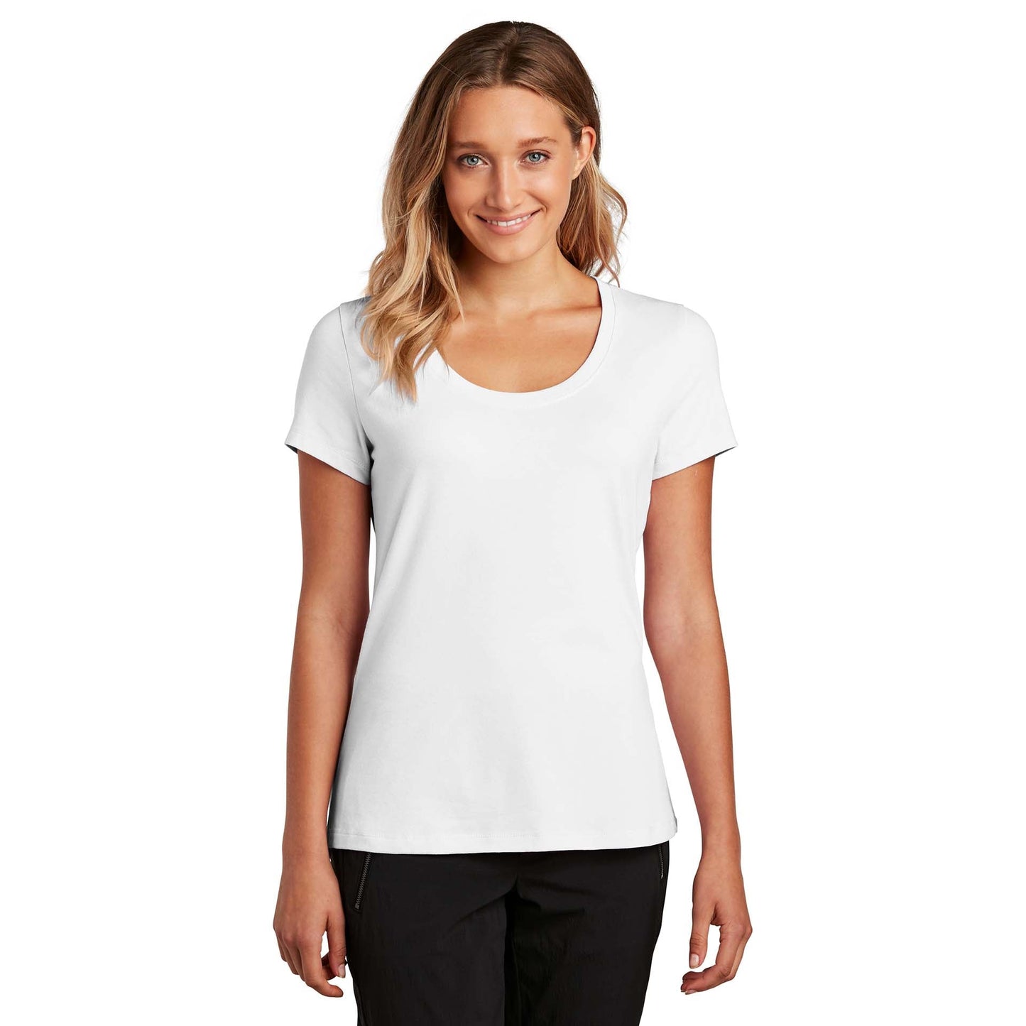 Black T-Shirt - District - Soft Flex Scoop Neck Design