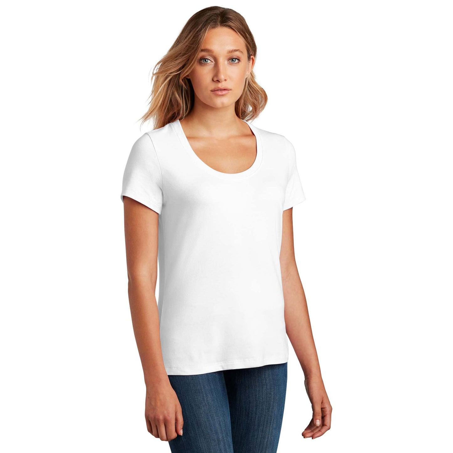Black T-Shirt - District - Soft Flex Scoop Neck Design
