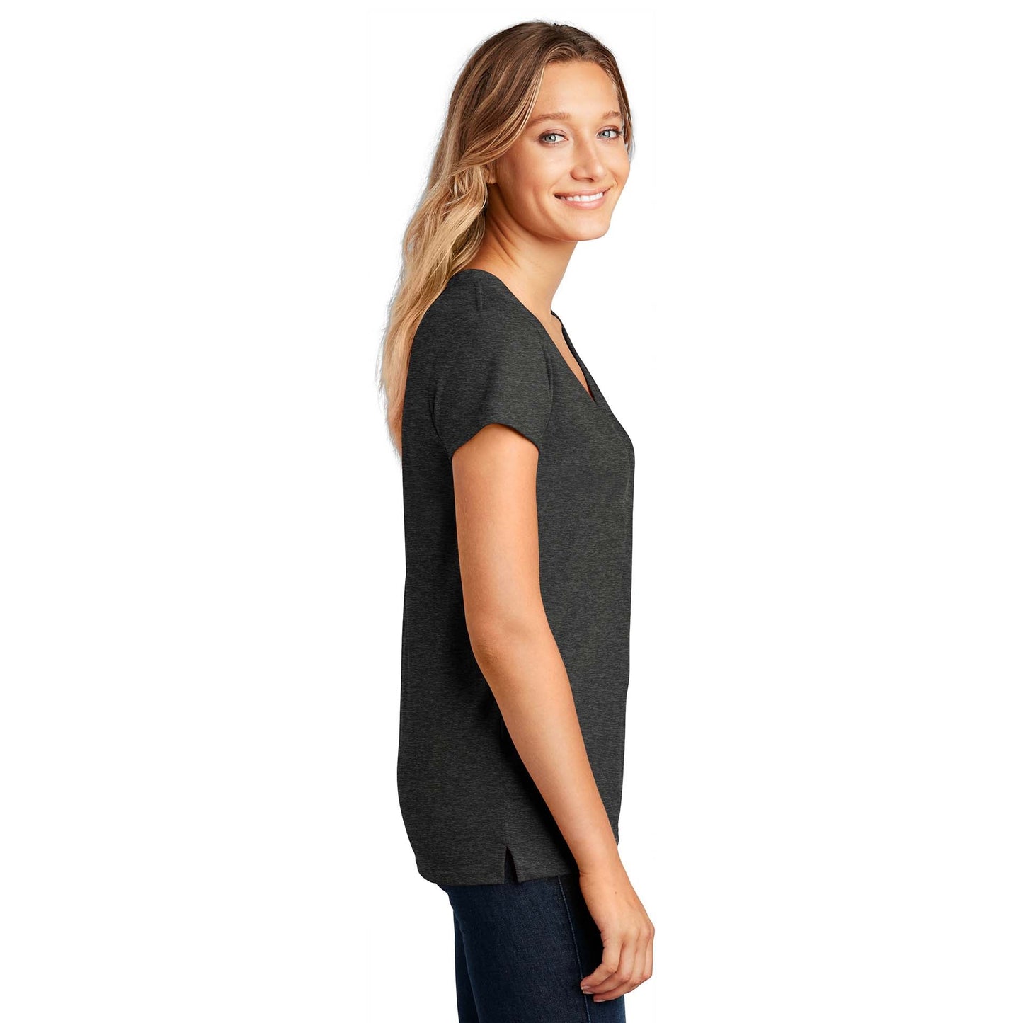 Black T-Shirts - District - Soft Eco-Friendly V-Neck - Fashion